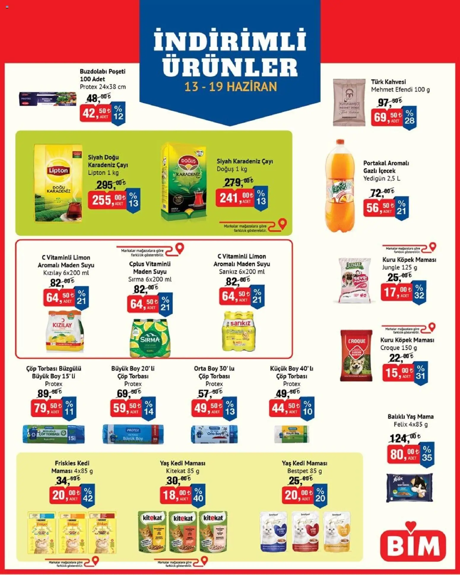 BİM Katalog - 13.06.2026 tarihinden itibaren geçerlidir | Sayfa: 1 | Ürünler: Çöp torbası, Limon, Gazlı içecek, Maden suyu