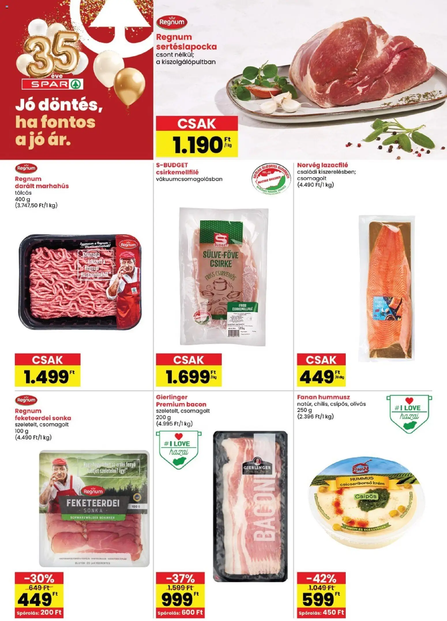 Spar akciós ujság - amely érvényes a következő dátumtól: 2026.08.27. | Oldal: 2 | Termékek: Krém, Sertéslapocka, Bacon, Csirkehús