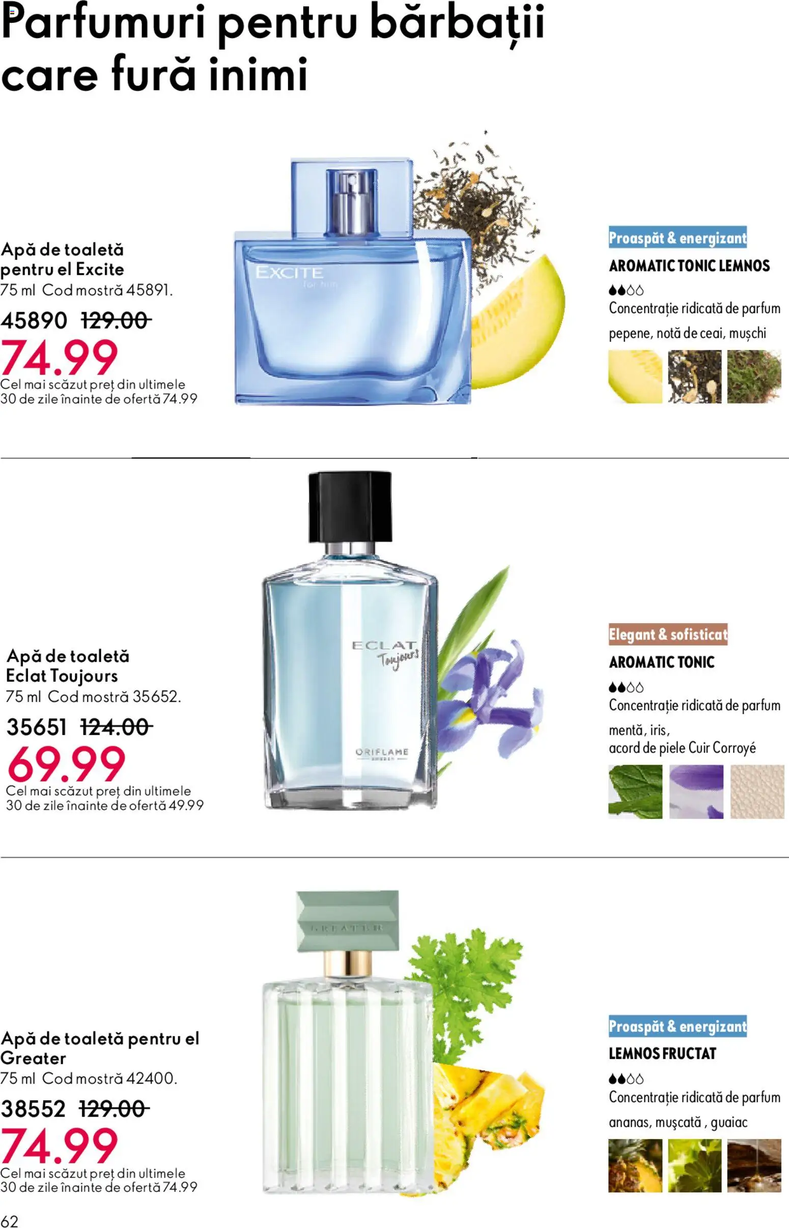 Noul catalog Oriflame – valabil de la 06.05.2026 | Pagină: 62 | Produse: Toaletă, Parfum, Apă de toaletă, Apă