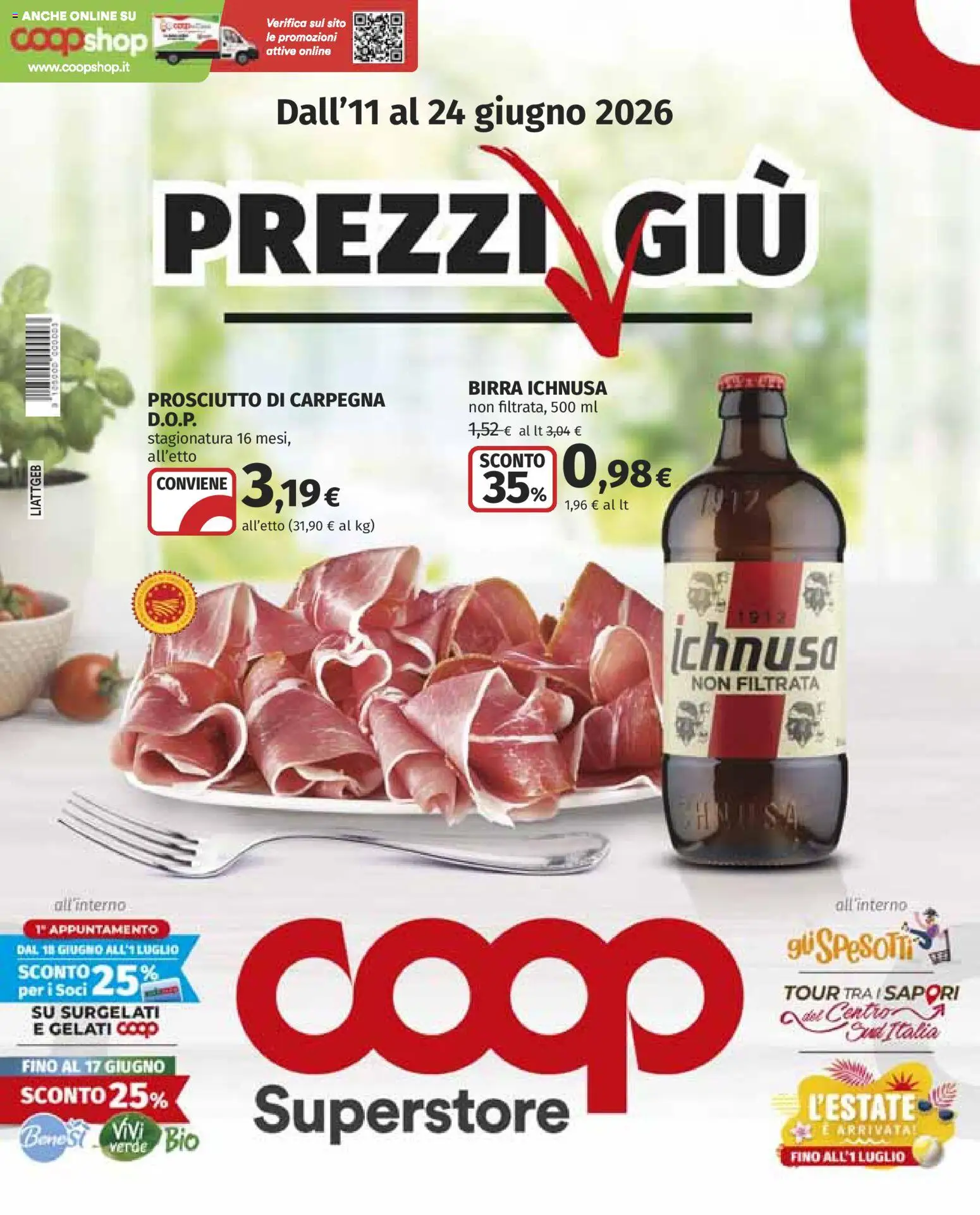 Volantino COOP del 11.06.2026 | Pagina: 1 | Prodotti: Birra, Prosciutto