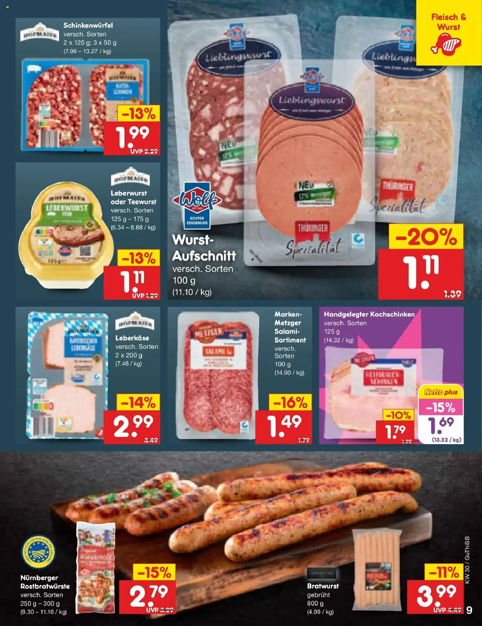 Netto Marken-Discount Prospekt Machern – gültig ab 20.07.2026 | Seite: 13 | Produkte: Bratwurst, Wurst, Salami, Fleisch