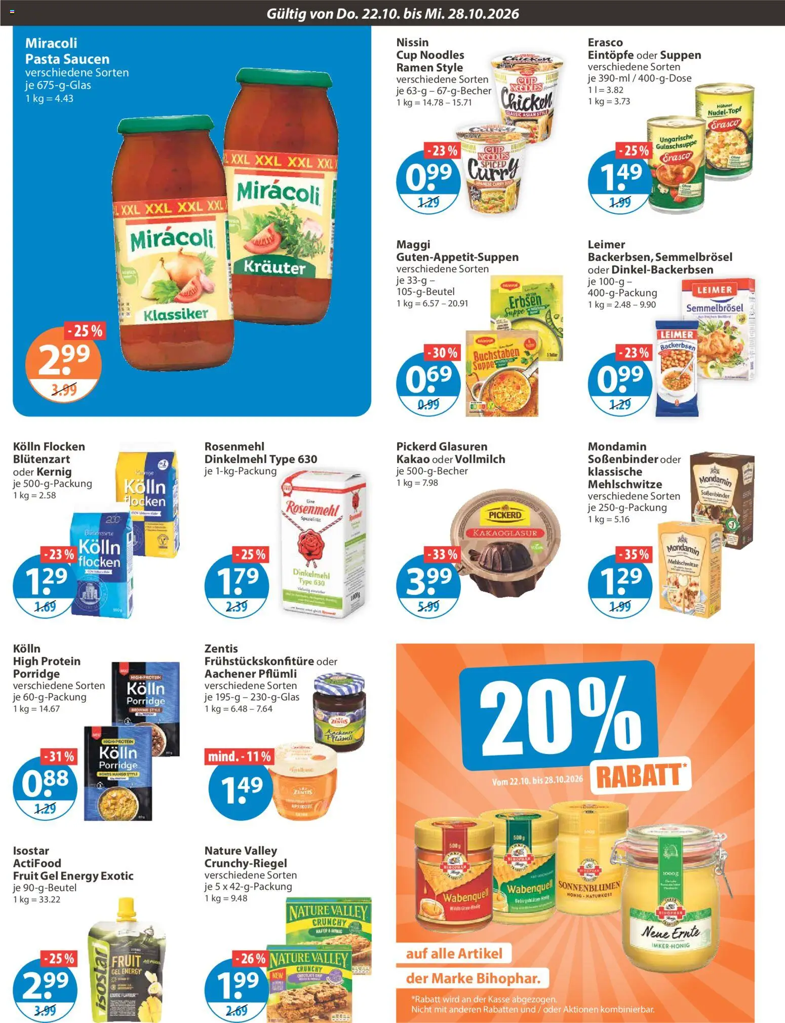 V-Markt Angebote – gültig ab 22.10.2026 | Seite: 8 | Produkte: Energy, Pasta, Erasco, Flocken