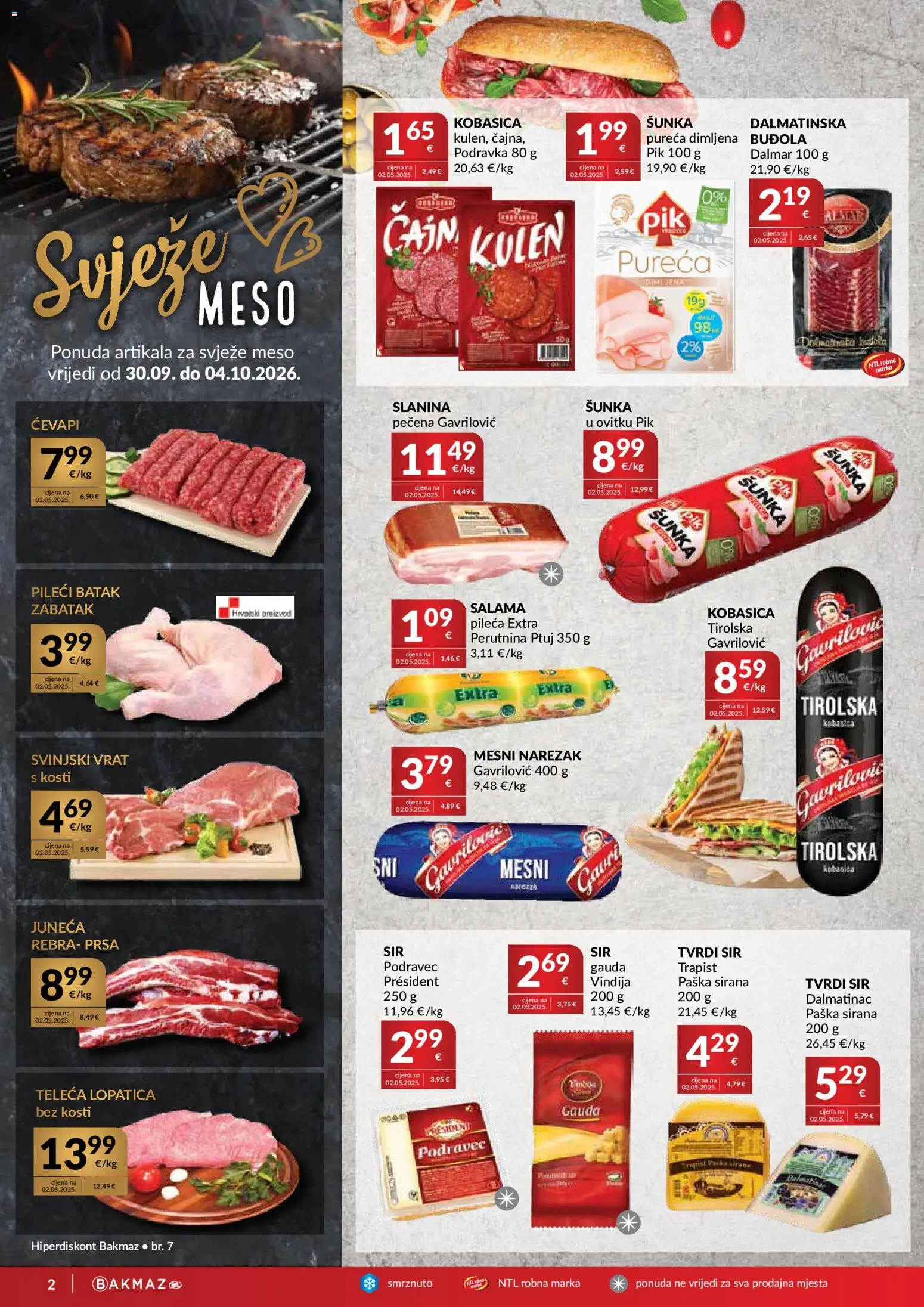 Bakmaz katalog | vrijedi od 30.09.2026 | Stranica: 2 | Proizvodi: Gauda, Salama, Buđola, Tvrdi sir