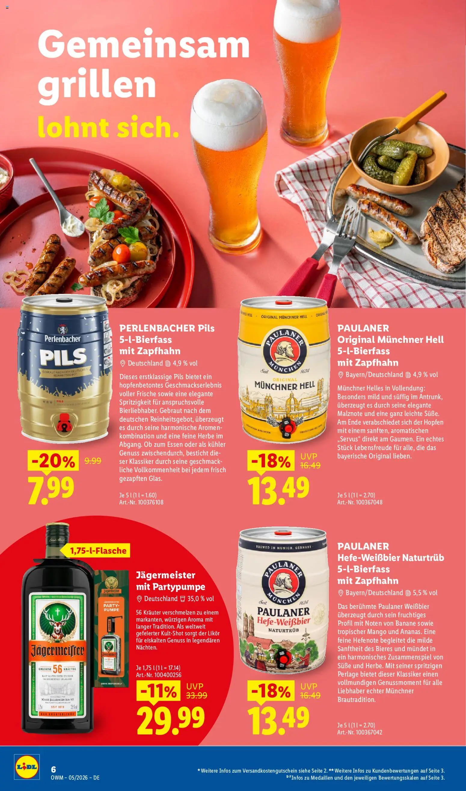 Lidl Prospekt – gültig ab 01.05.2026 | Seite: 6 | Produkte: Weißbier, Likör, Pils, Mango