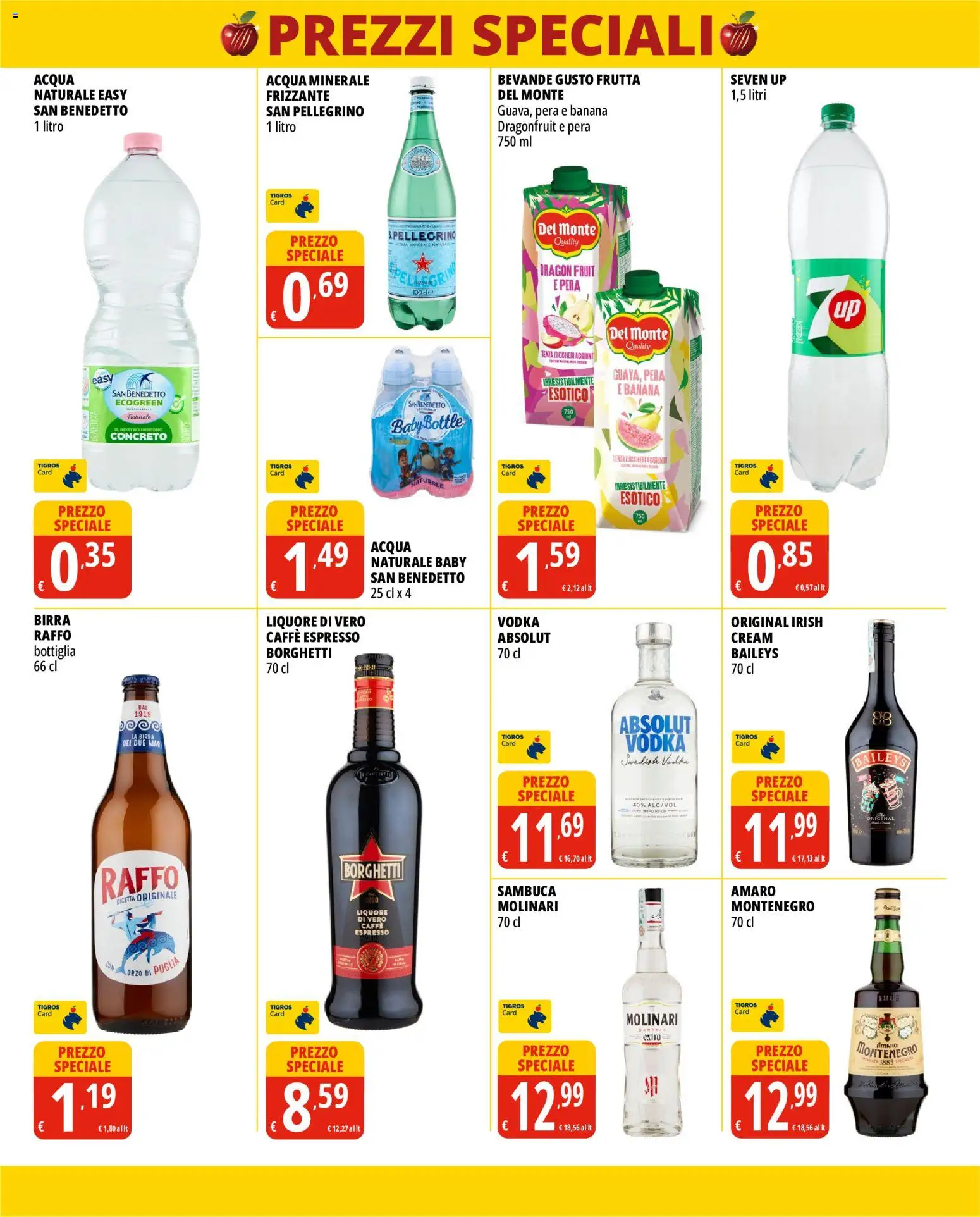 Volantino Tigros del 16/09/2026 | Pagina: 6 | Prodotti: Acqua, Bevande, Frutta, Acqua minerale