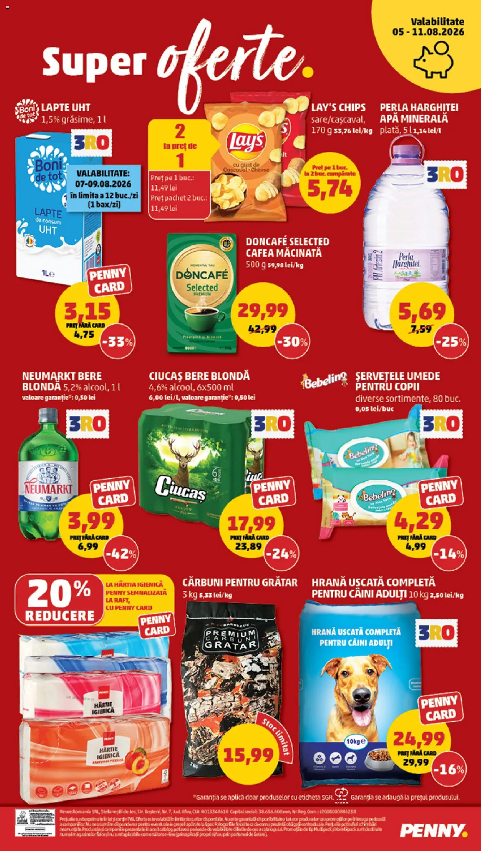 Noul catalog PENNY – valabil de la 05.08.2026 | Pagină: 24 | Produse: Raft, Cașcaval, Chipsuri, Apă