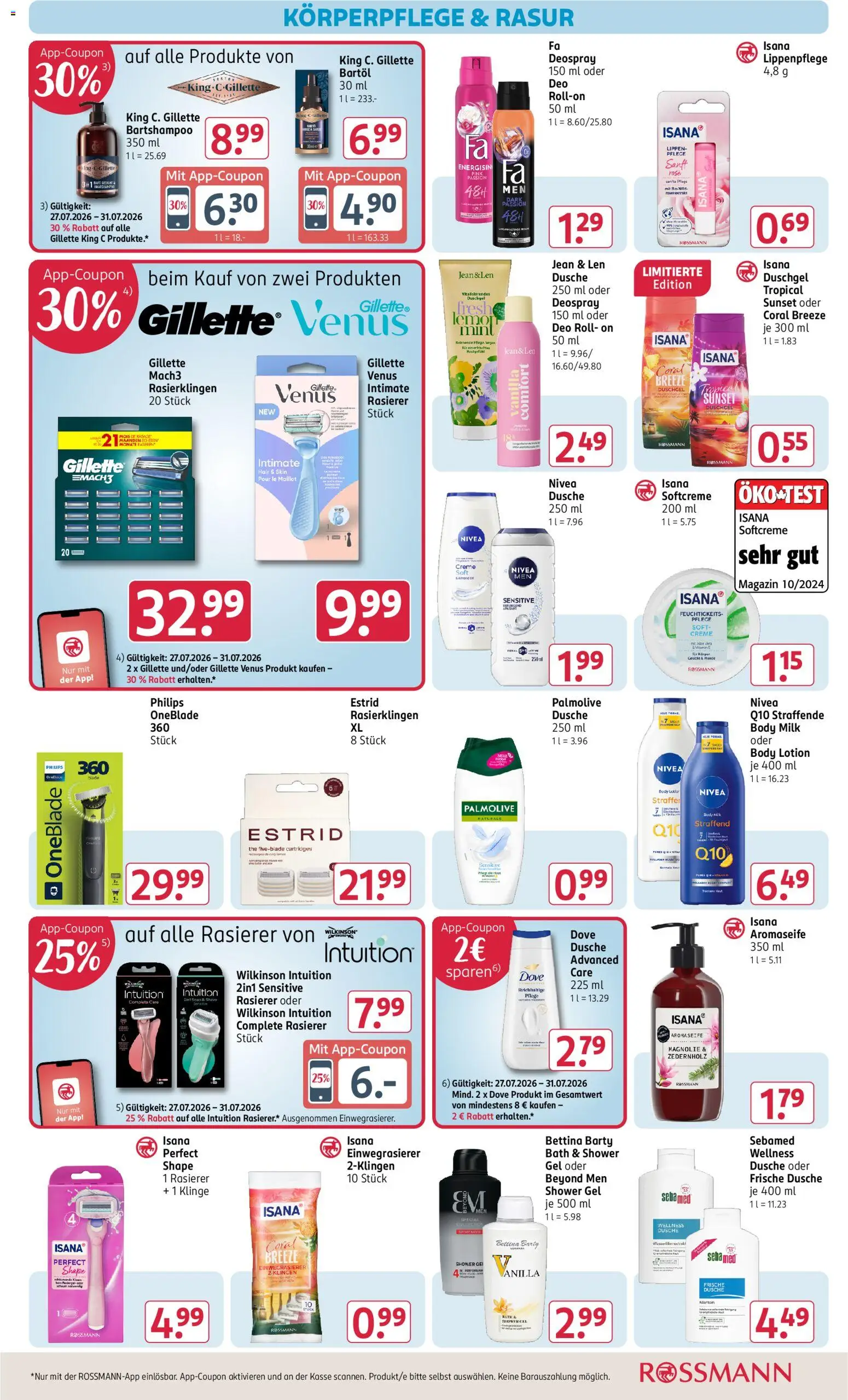 Rossmann Prospekt – gültig ab 27.07.2026 | Seite: 11 | Produkte: Rasierer, Coral, Creme, Shower Gel