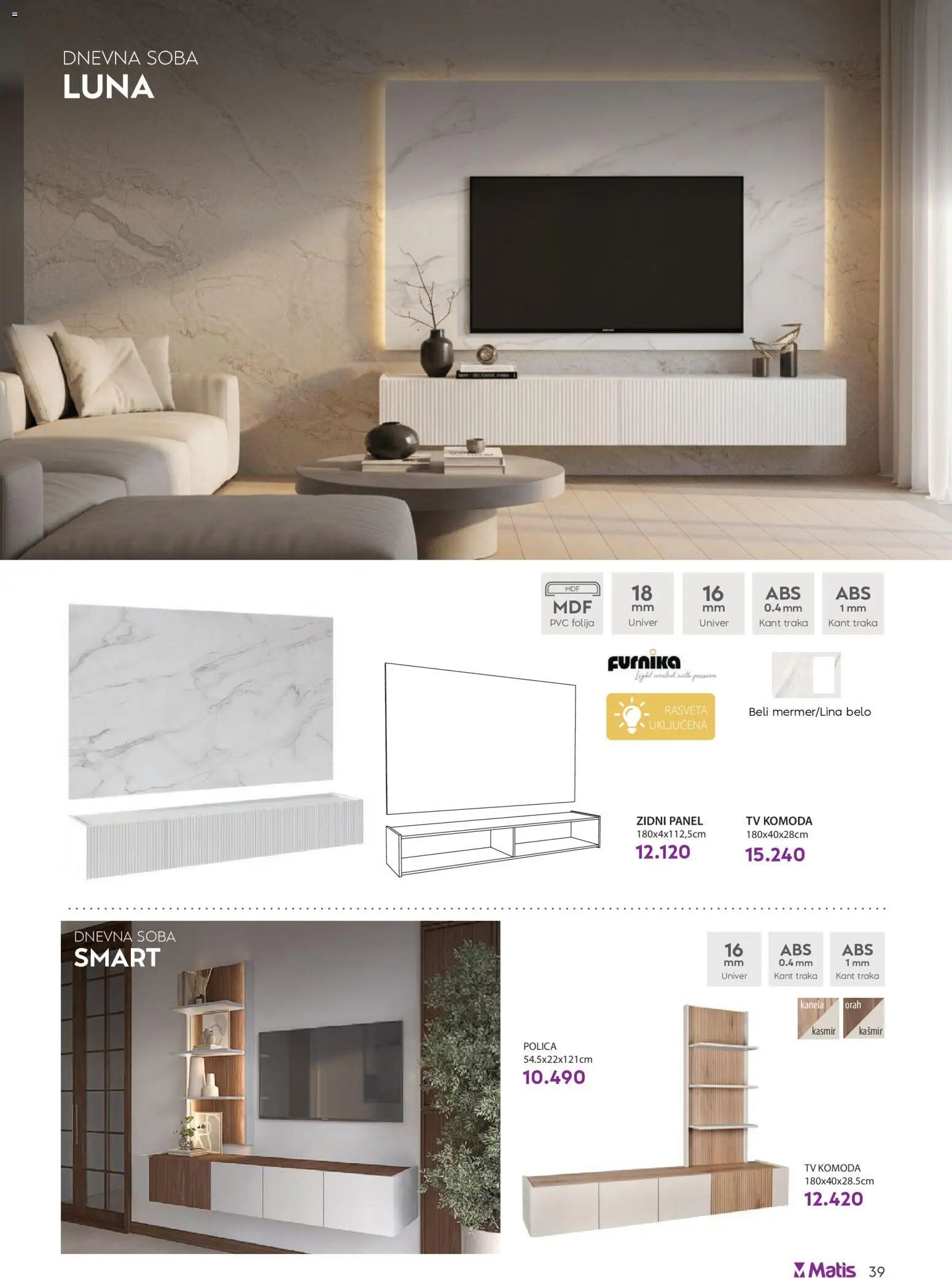 Matis katalog - važi od 01.08.2026 | Strana: 39 | Proizvode: Komoda, Tv komoda, Polica, Orah