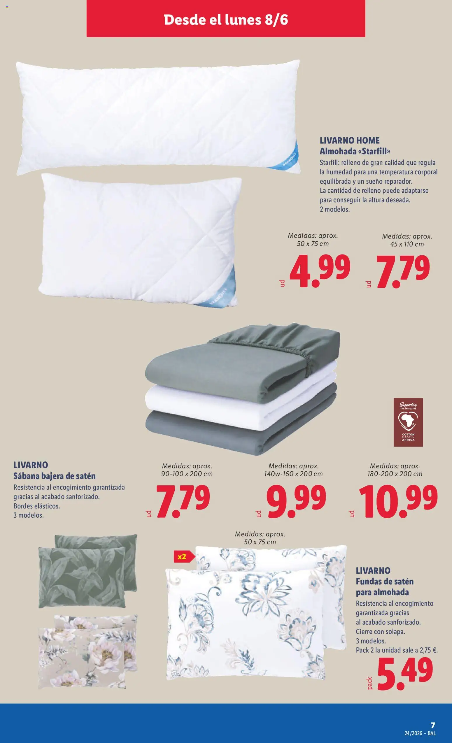 Lidl folleto de bazar Baleares │ válido desde el 08.06.2026 | Página: 7 | Productos: Body, Almohada