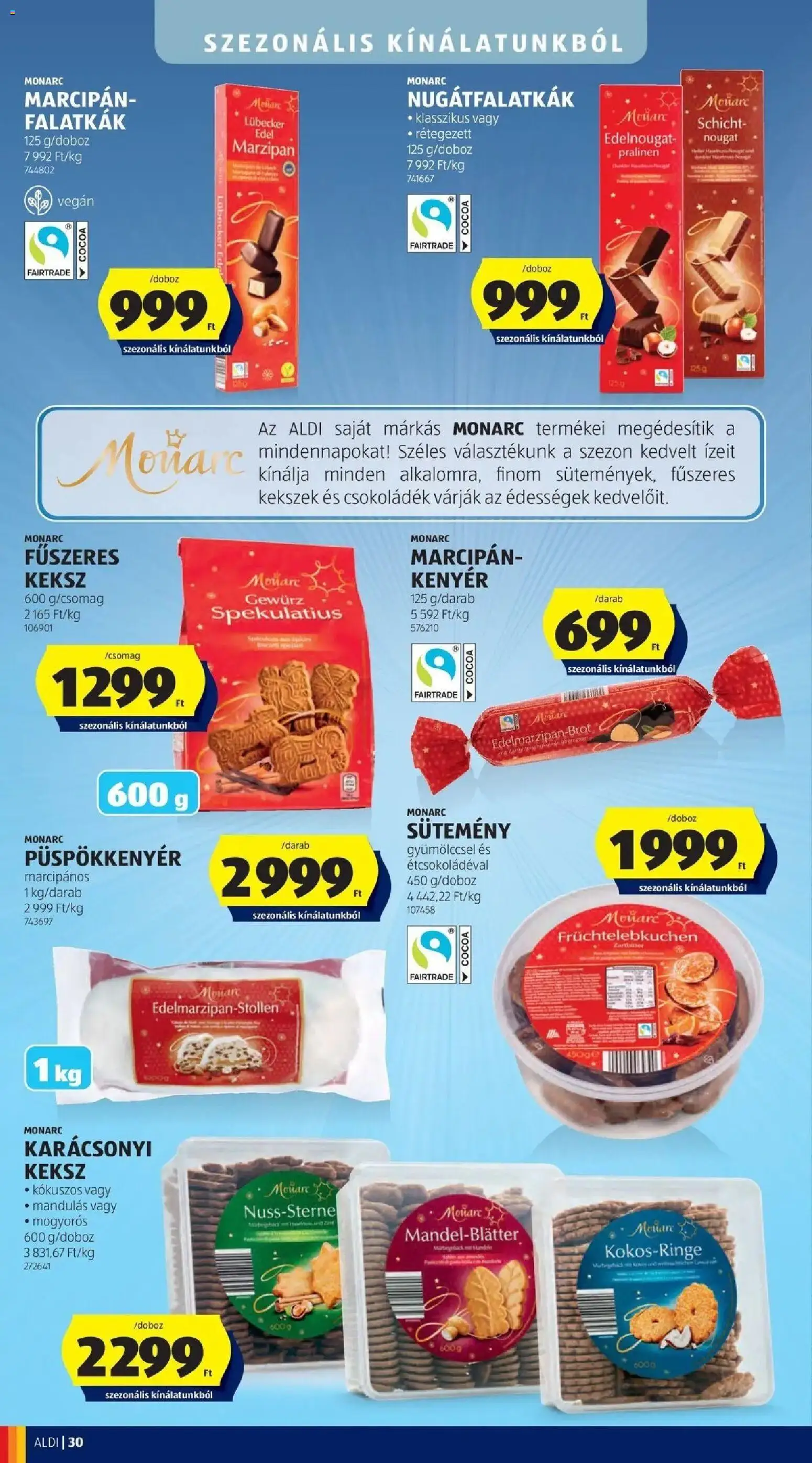 Aldi akciós ujság - amely érvényes a következő dátumtól: 2026.10.17. | Oldal: 30 | Termékek: Marcipan, Vegán, Sütemény, Keksz