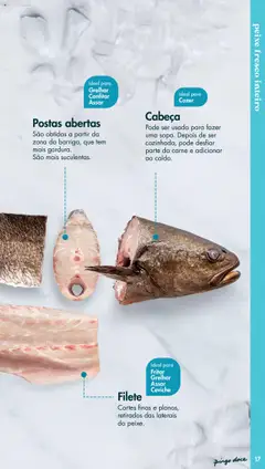 Pré-visualização Peixe fresco inteiro, Different cuts of fresh fish: Postas abertas, Cabeça, Filete. válido de 20/05/2025 | Página: 17