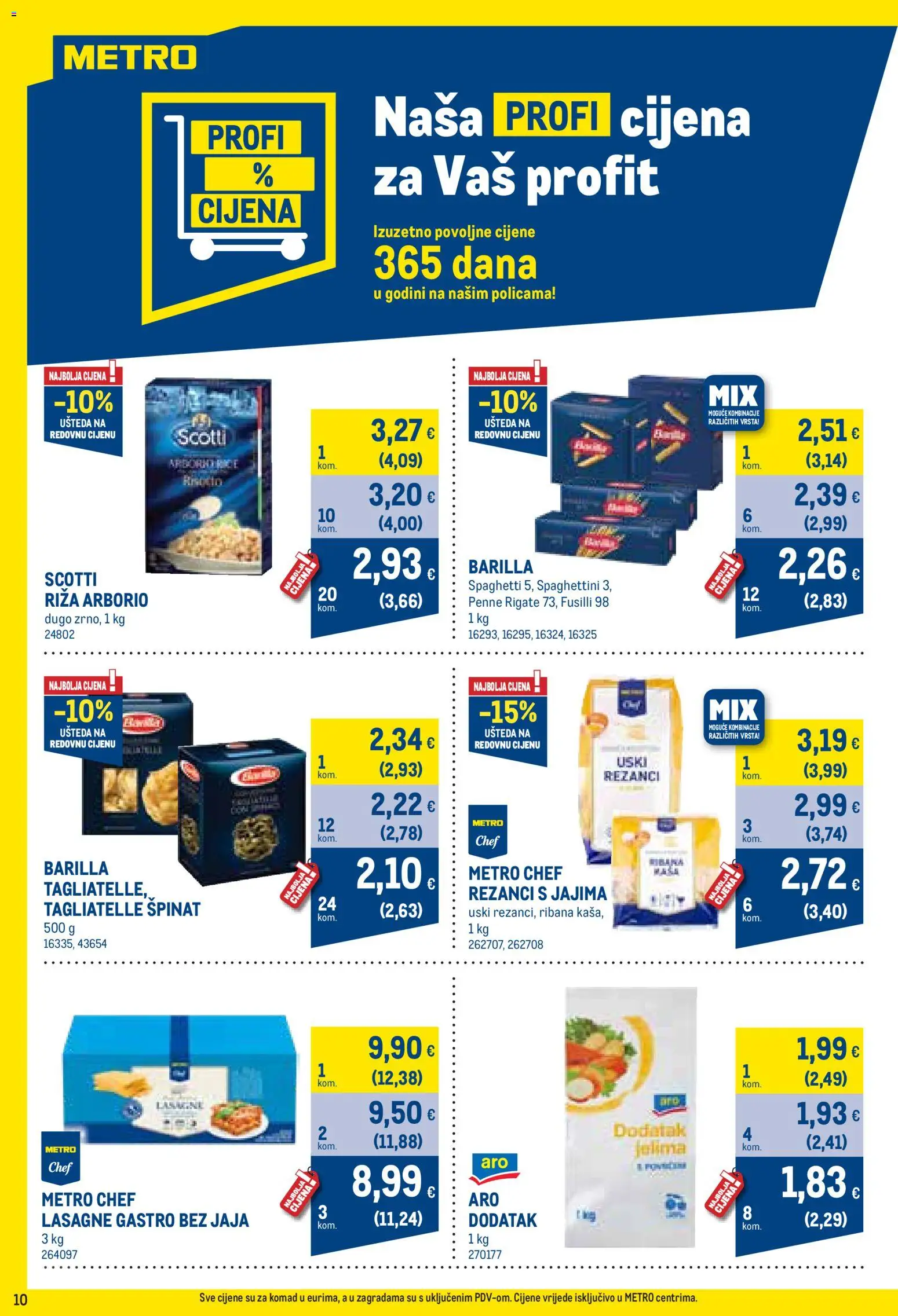 Metro katalog | vrijedi od 03.08.2026 | Stranica: 10 | Proizvodi: Lasagne, Jaja, Rezanci, Barilla