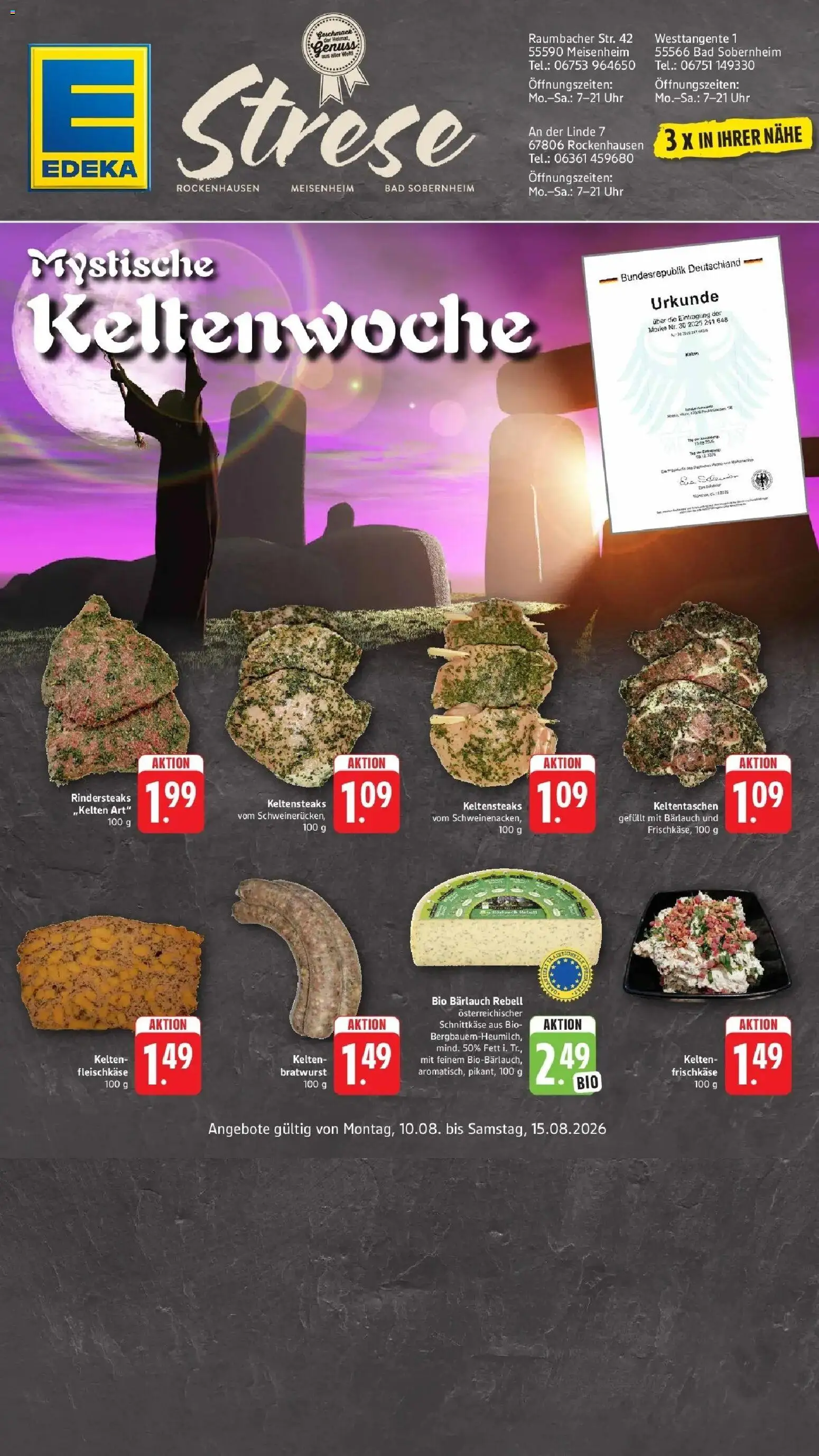 Edeka Prospekt Bad Sobernheim – gültig ab 10.08.2026 | Seite: 1 | Produkte: Bad, Bratwurst, Uhr, Frischkase