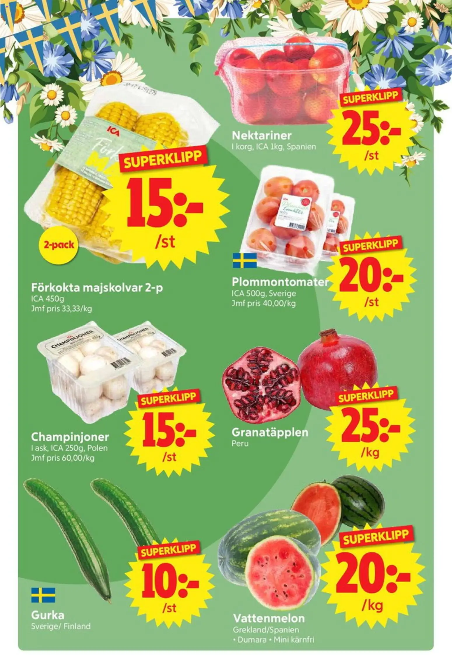 Nya Pulsen reklamblad aktuell från 15.06.2026 | Sida: 9 | Produkter: Vattenmelon, Champinjoner, Gurka