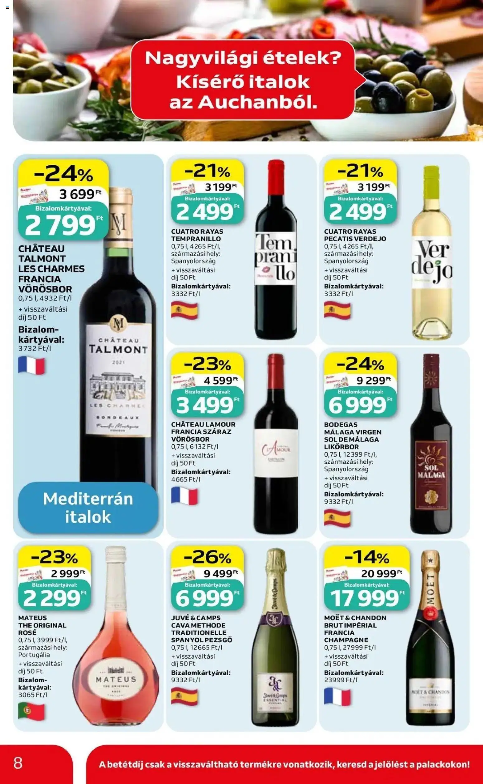 Auchan akciós ujság - amely érvényes a következő dátumtól: 07.05.2026 | Oldal: 8 | Termékek: Pezsgő, Vörösbor