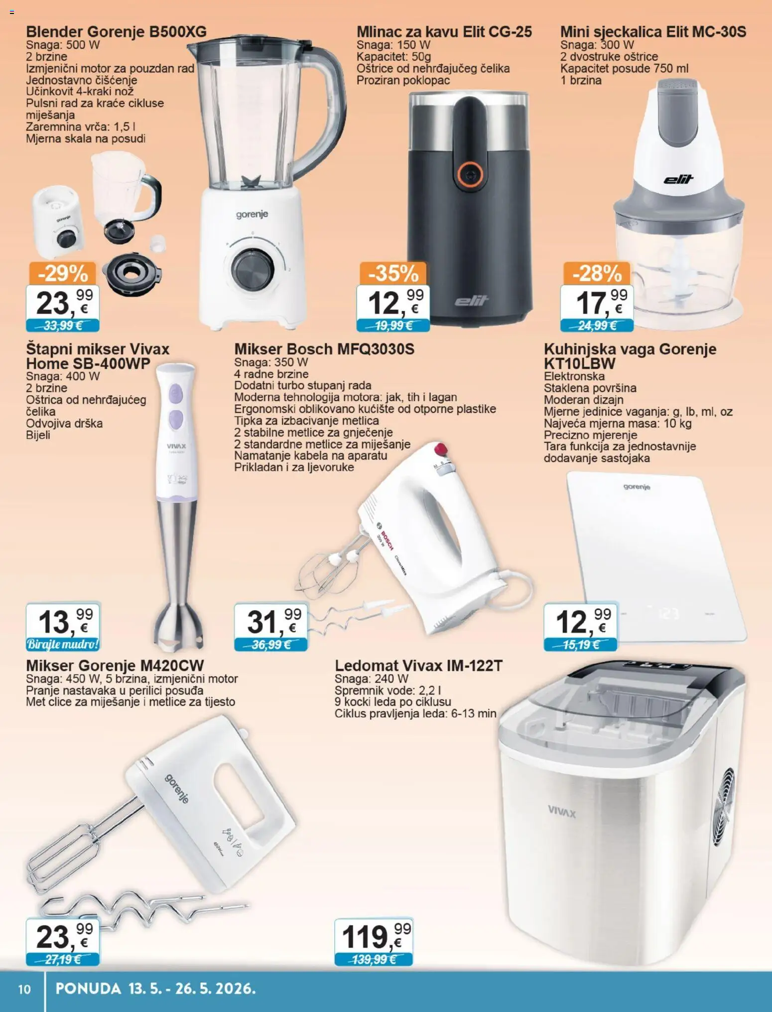 KTC katalog | vrijedi od 13.05.2026 | Stranica: 10 | Proizvodi: Kuhinjska vaga, Mlinac za kavu, Sjeckalica, Blender
