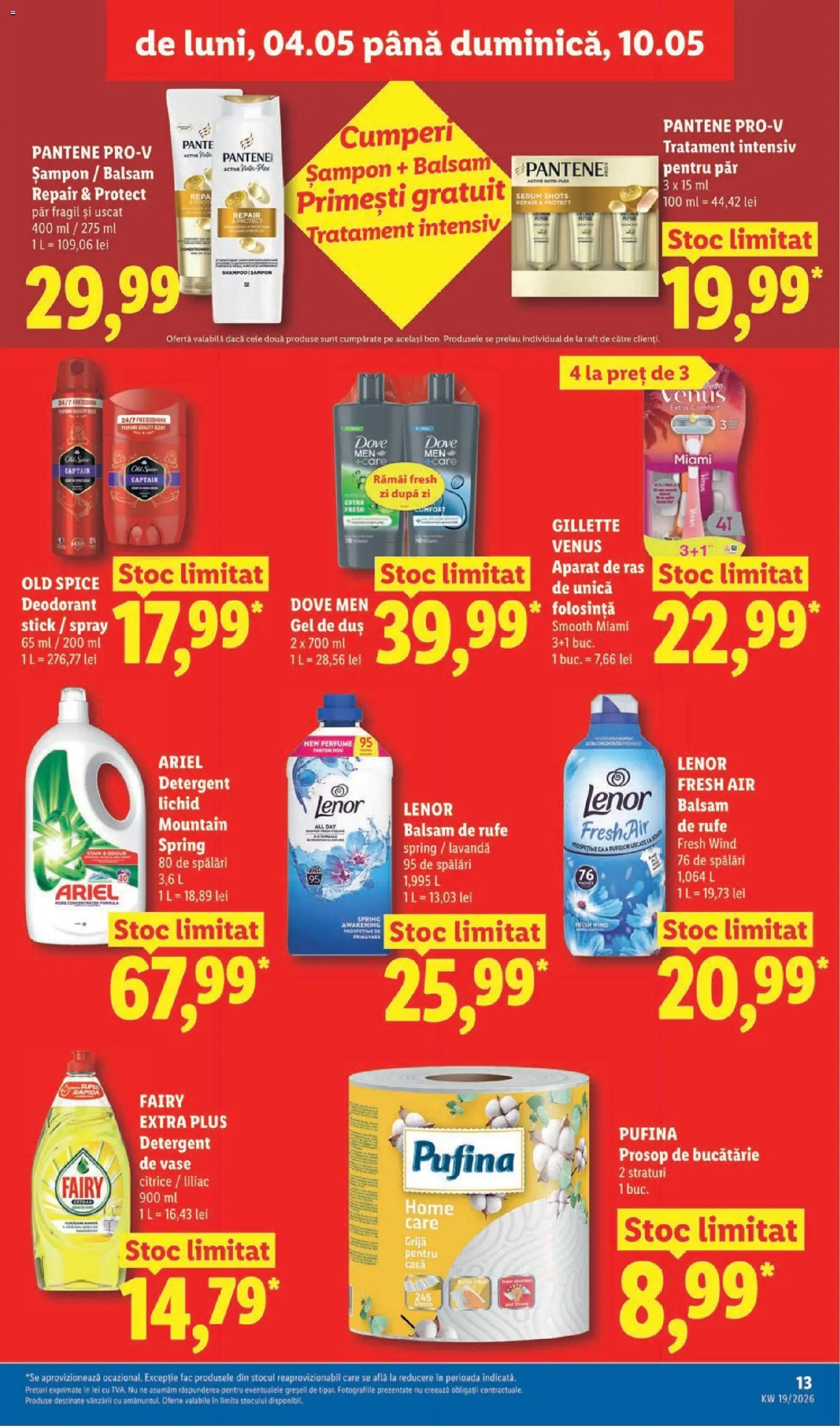 Noul catalog Lidl – valabil de la 04.05.2026 | Pagină: 13 | Produse: Kısırlaştırılmış Kedi Maması, Duș, Gel de duș, Deodorant
