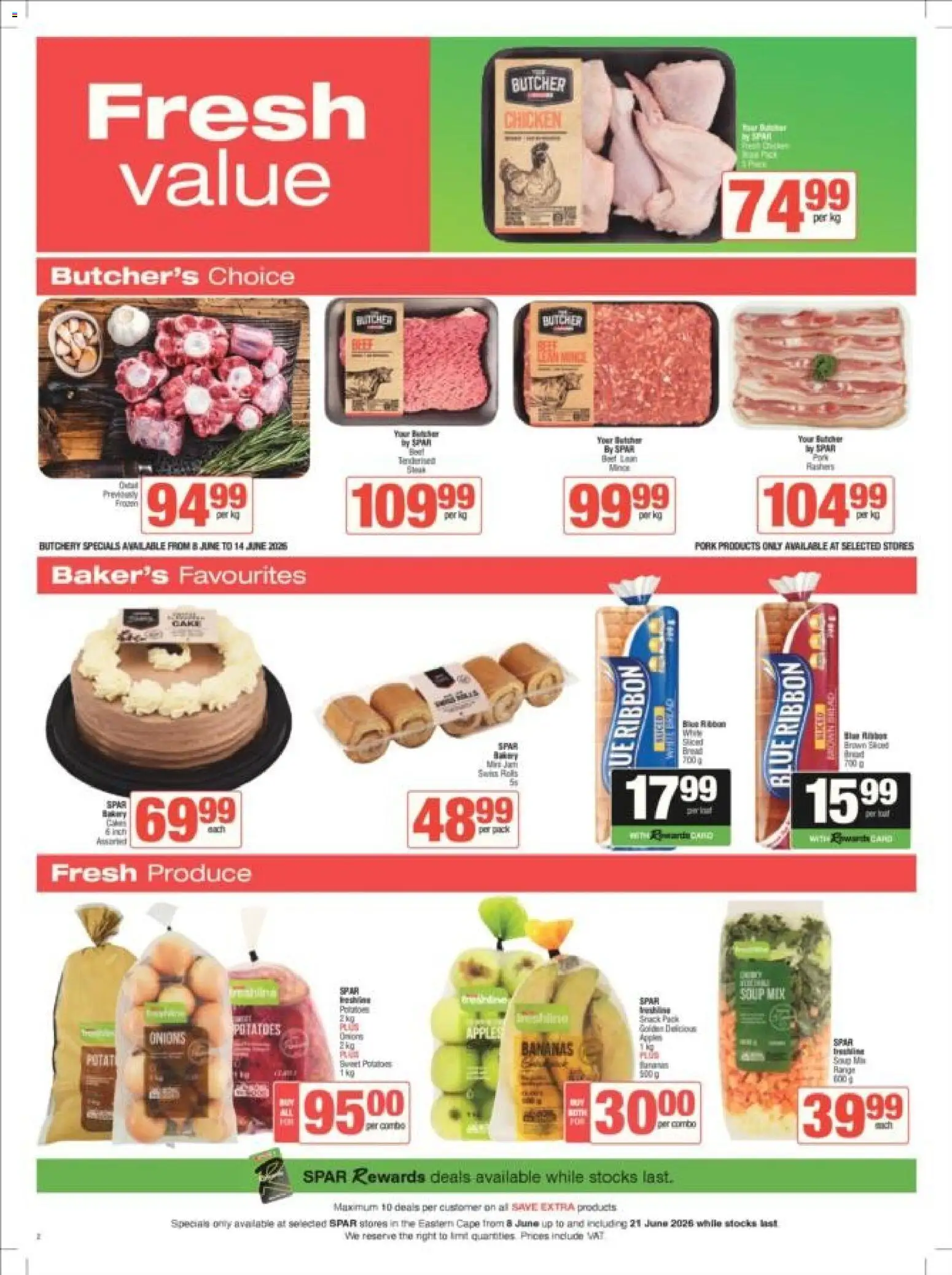 New Spar catalogue – valid from 08.06.2026 | Page: 3 | Products: Pork, Apples, Bananas, Soup