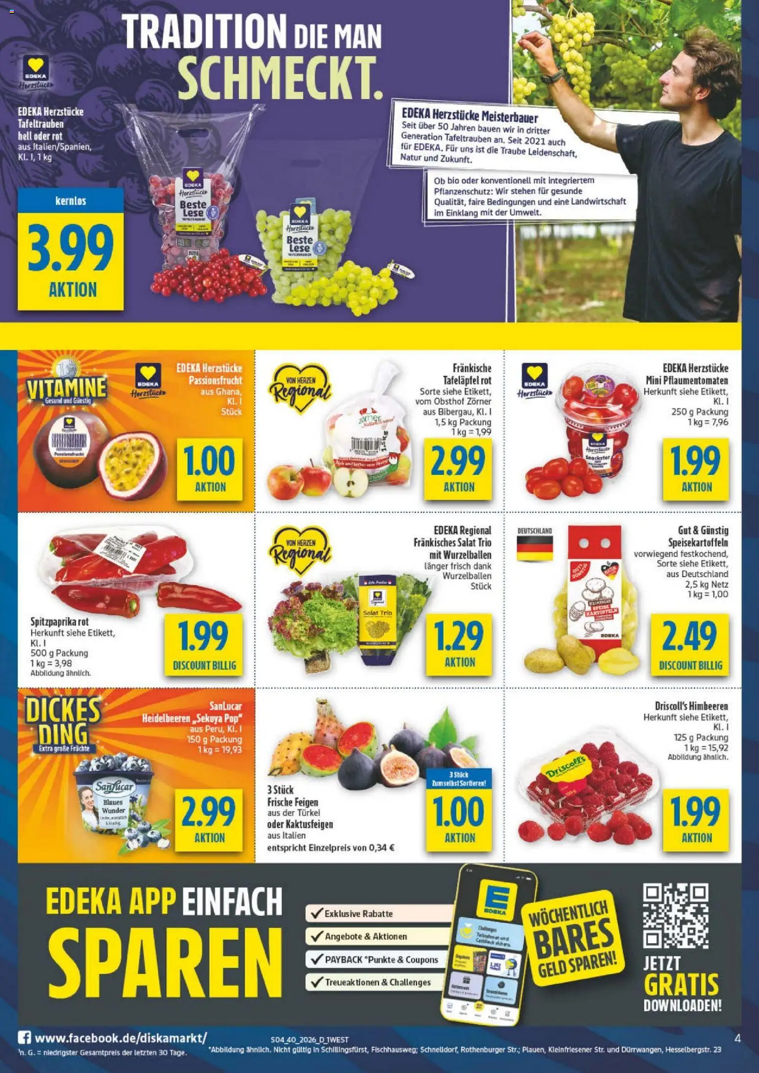 Diska Bayern – gültig ab 28.09.2026 | Seite: 4 | Produkte: Himbeeren, Heidelbeeren, Kartoffeln, Feigen