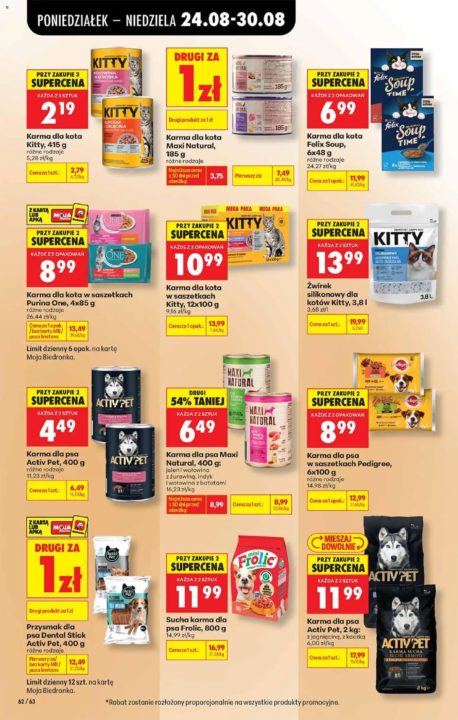 Biedronka Polsko leták od 24.08.2026 | Strana: 62 | Produkty: Felix, Purina, Jelen, Pedigree
