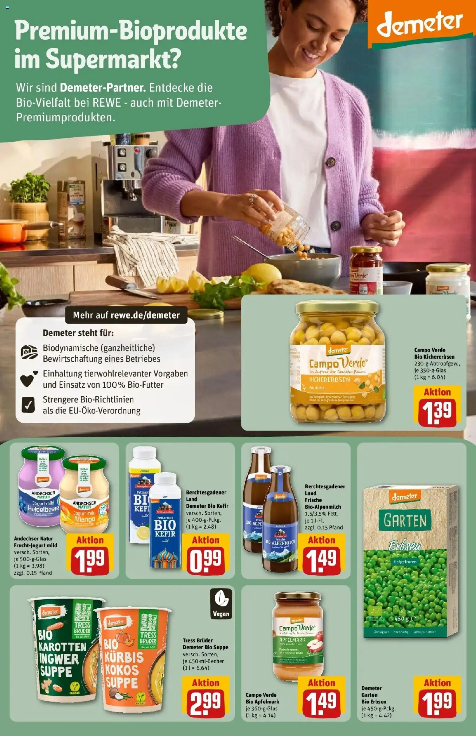REWE Prospekt ab 10.08.2026 zum Blättern » Angebote | Seite: 25 | Produkte: Kefir, Pommes, Mango, Erbsen