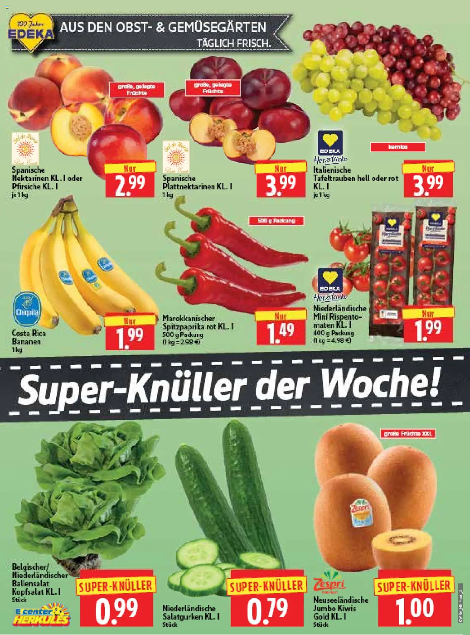 HERKULES Prospekt – gültig ab 31.08.2026 | Seite: 4 | Produkte: Nektarinen, Bananen, Obst