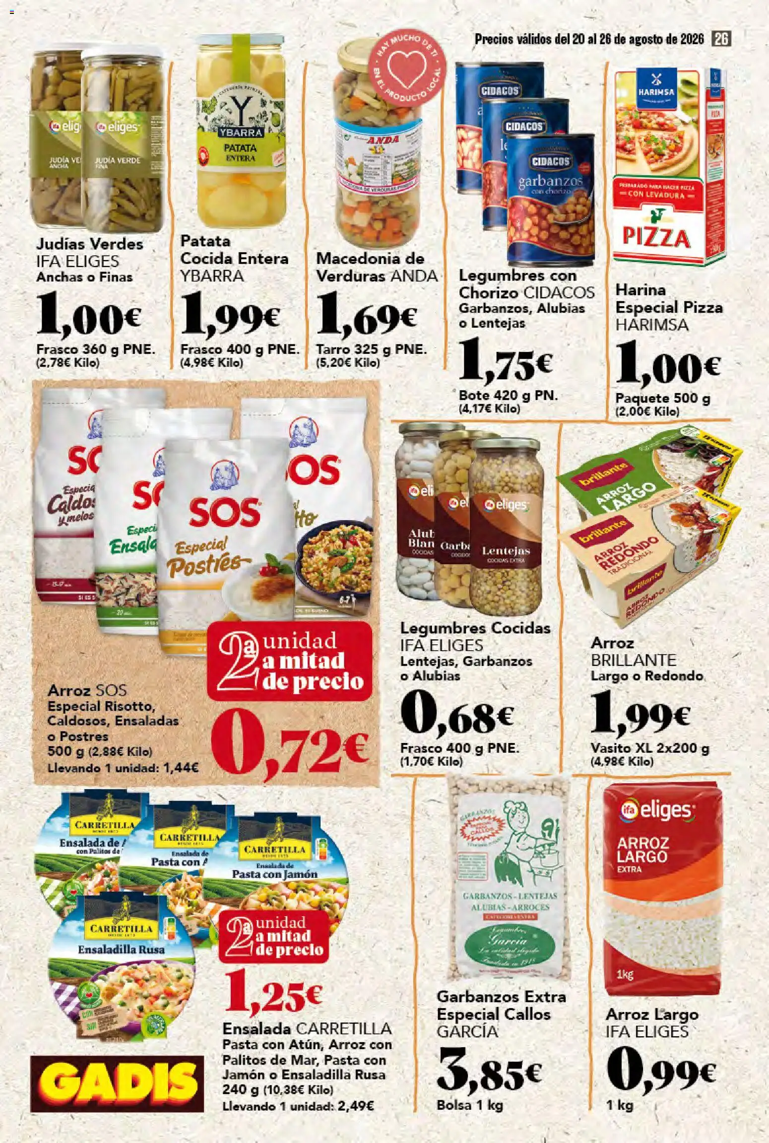 Gadis folleto │ válido desde el 20/08/2026 | Página: 26 | Productos: Verduras, Callos, Harina, Legumbres