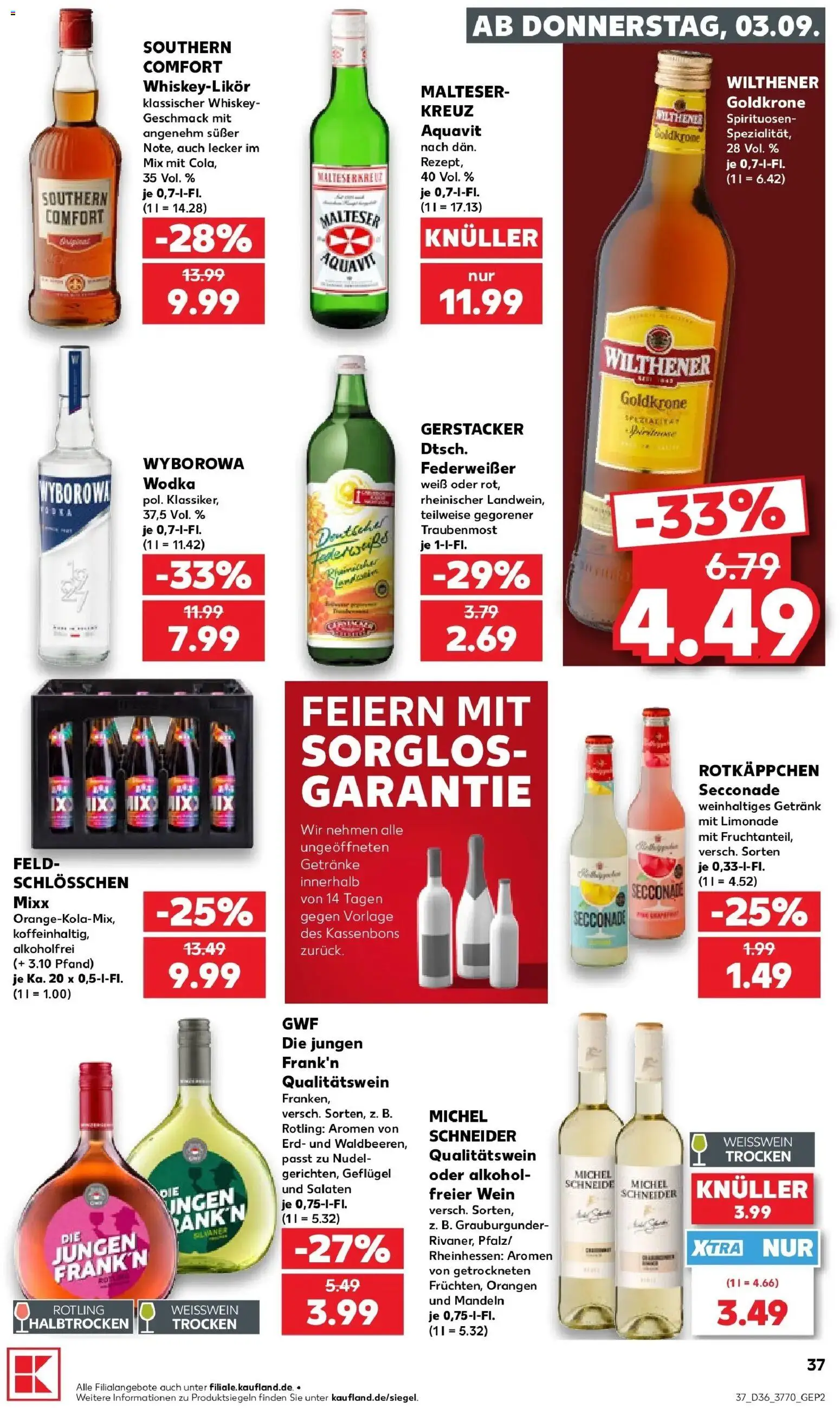 Prospekt Kaufland ab 31.08.2026 » Angebote Online zum Blättern | Seite: 46 | Produkte: Weißwein, Orangen, Southern comfort, Whiskey
