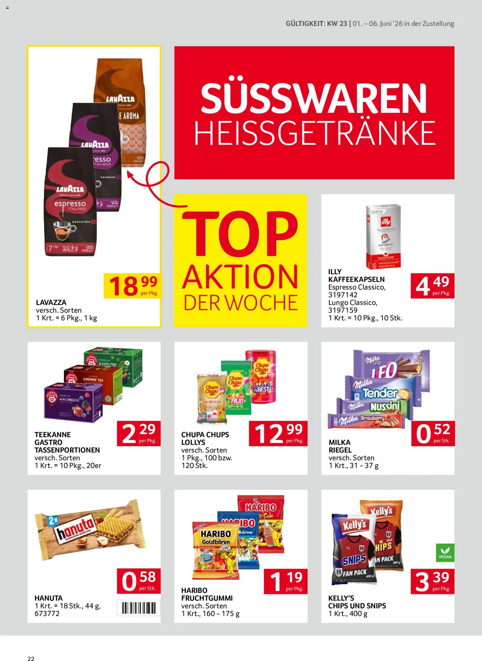 Transgourmet Zustellaktion gültig ab 01.06.2026 | Seite: 22 | Produkte: Chips, Tee