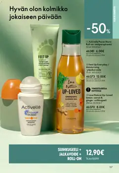 Oriflame-mainoslehti voimassa 22.04.2026 alkaen | Sivu: 127 | Tuotteet: Jalkavoide, Suihkugeeli, Antiperspirantti