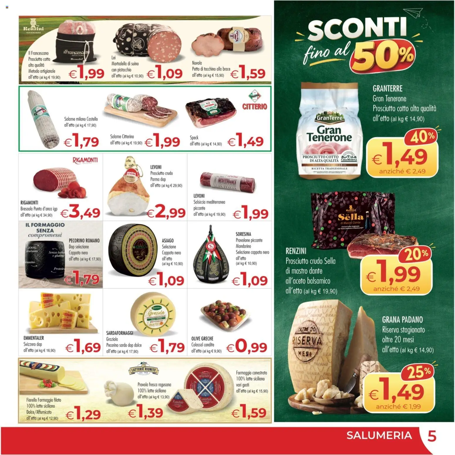 Volantino MerSi Supermercati del 23/09/2026 | Pagina: 5 | Prodotti: Speck, Prosciutto Cotto, Latte, Formaggio