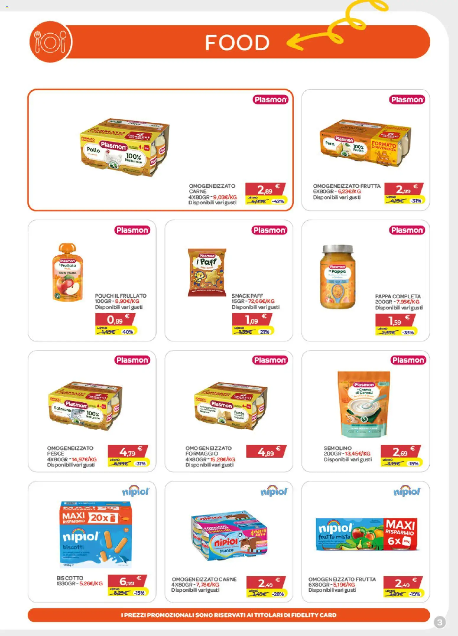 Volantino Bimbo store del 27/08/2026 | Pagina: 3 | Prodotti: Pollo, Salmone, Biscotti, Formaggio