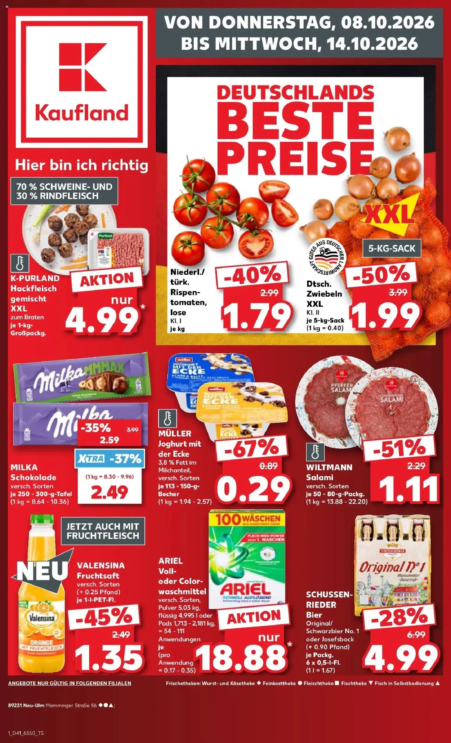 Prospekt Kaufland ab 08.10.2026 » Angebote Online zum Blättern | Seite: 1 | Produkte: Joghurt, Waschmittel, Wurst, Rindfleisch