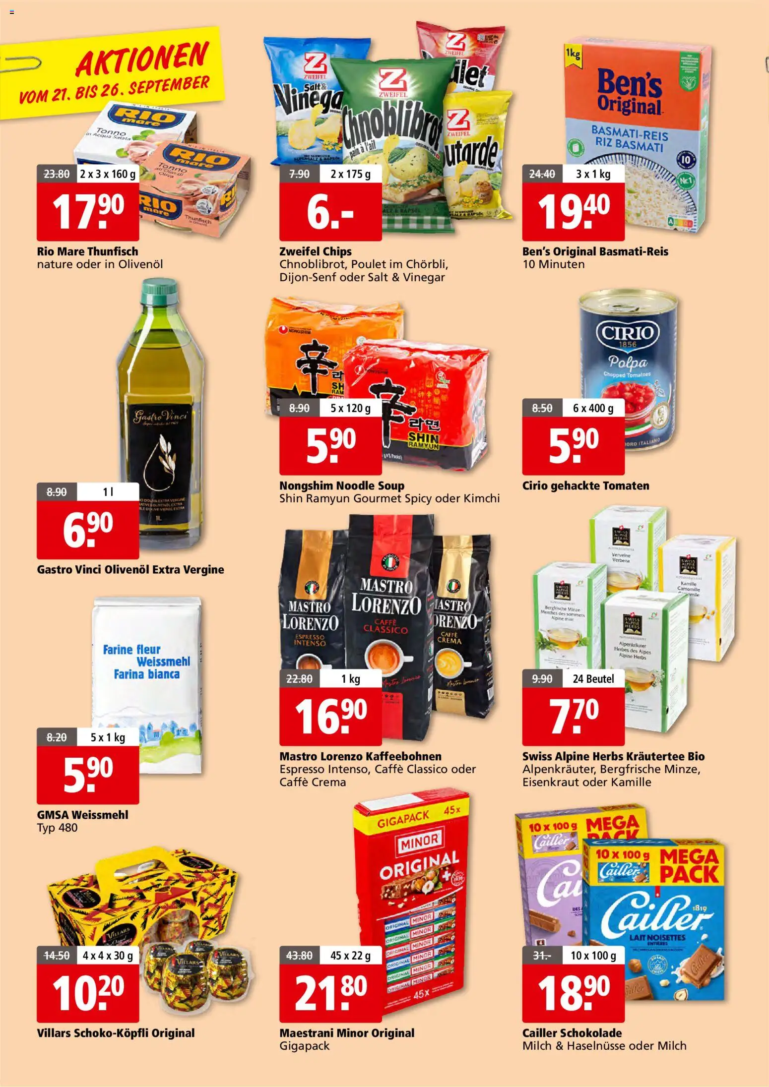 Aligro aktionen Foire aux vins Schlieren, Gossau SG, Frauenfeld, Rapperswil-Jona, Sargans, Bern – gültig ab 21.09.2026 | Seite: 12 | Produkte: Rapsöl, Milch, Tomaten, Salz