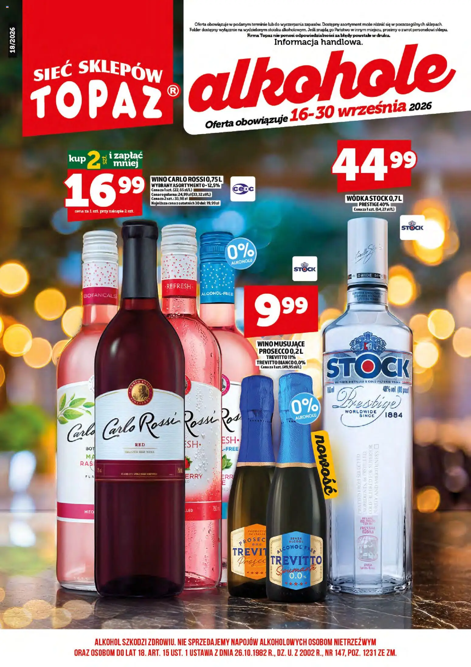 Topaz gazetka alkoholowa od 16.09.2026 | Strona: 3 | Produkty: Wino musujące, Wino musujące prosecco, Alkohol, Carlo Rossi