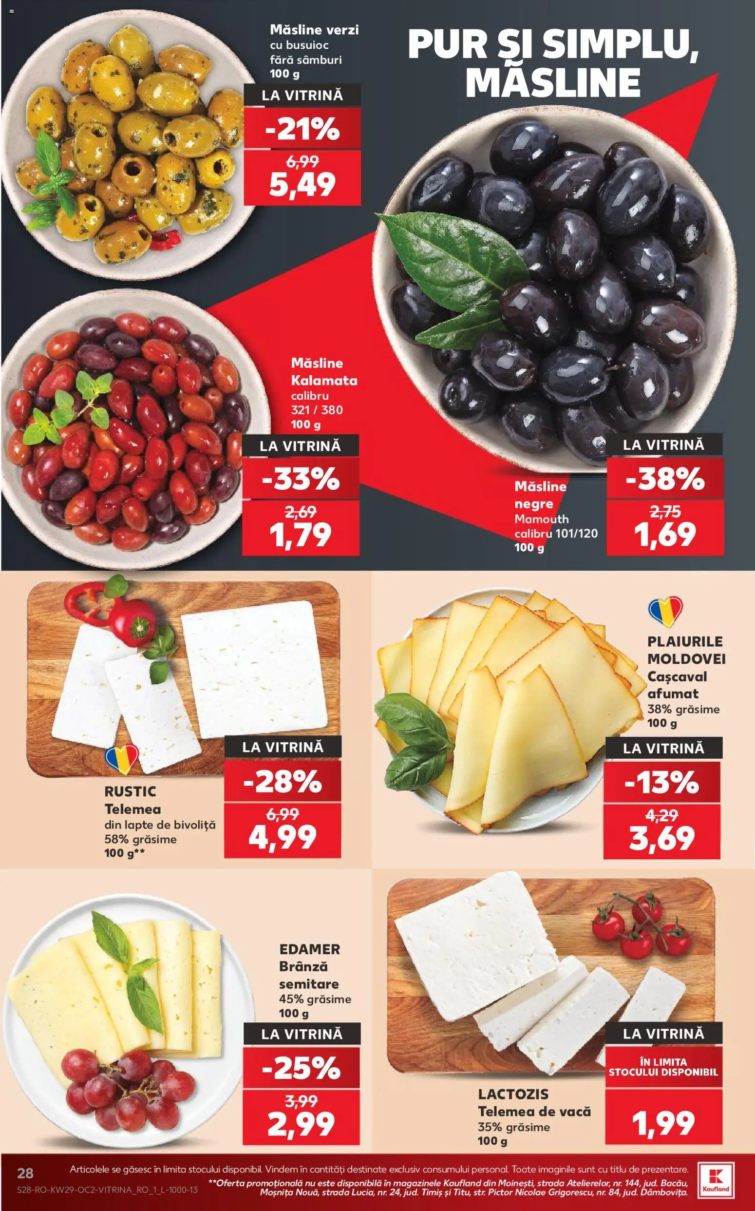 Noul catalog Kaufland – valabil de la 15.07.2026 | Pagină: 28 | Produse: Edamer, Măsline, Lapte, Brânză