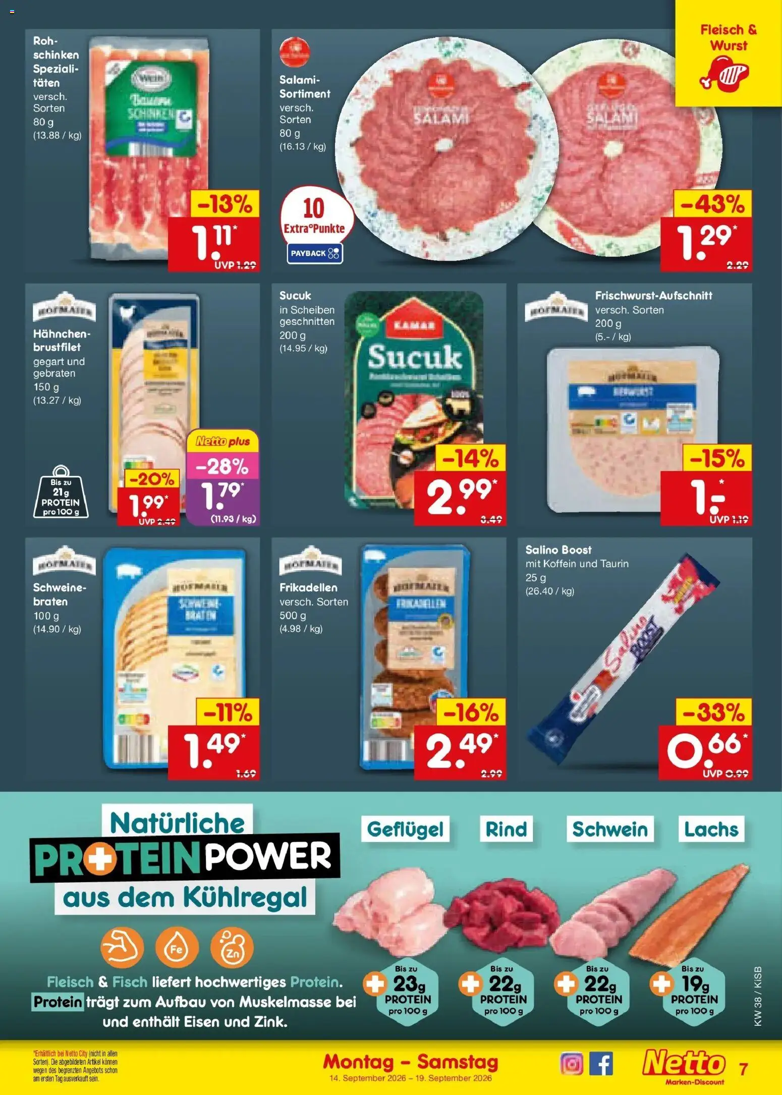 Netto Marken-Discount Prospekt Nürnberg – gültig ab 14.09.2026 | Seite: 9 | Produkte: Lachs, Wurst, Salami, Schinken