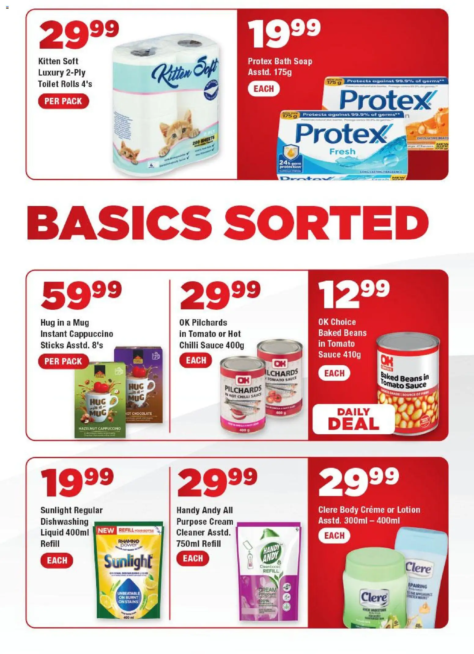 New OK Foods catalogue – valid from 06/07/2026 | Page: 3 | Products: Pilchards, Bath, Chocolate, Cream