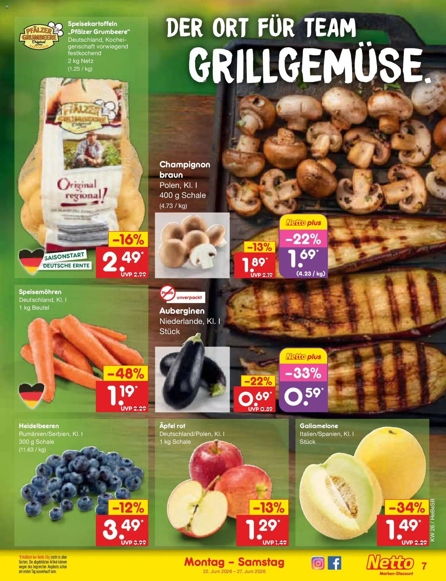 Netto Marken-Discount Prospekt – gültig ab 22.06.2026 | Seite: 9 | Produkte: Äpfel, Heidelbeeren, Kartoffeln