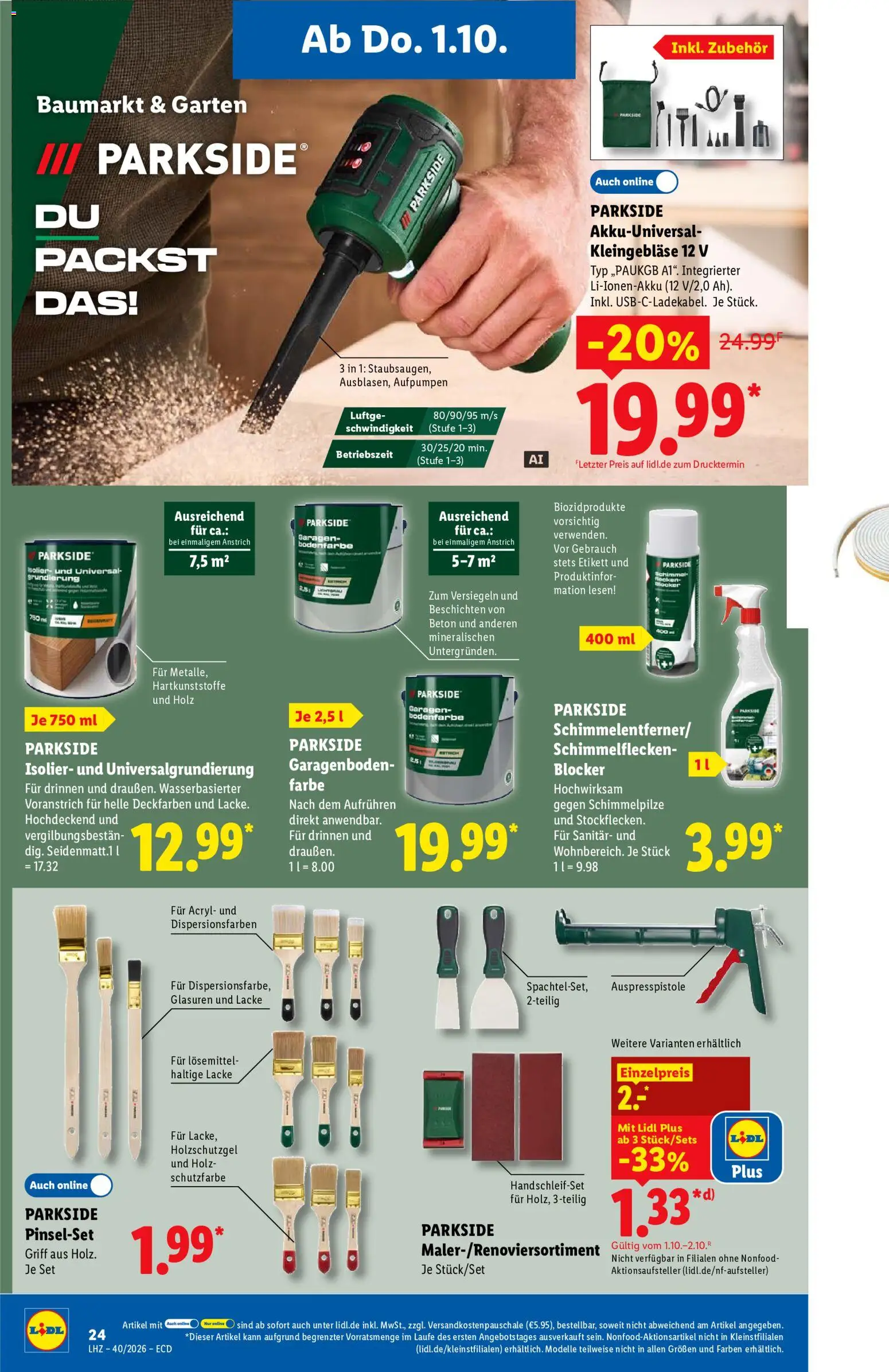 Lidl Německo leták - Frischekönig od 28.09.2026 | Strana: 44 | Produkty: Parkside