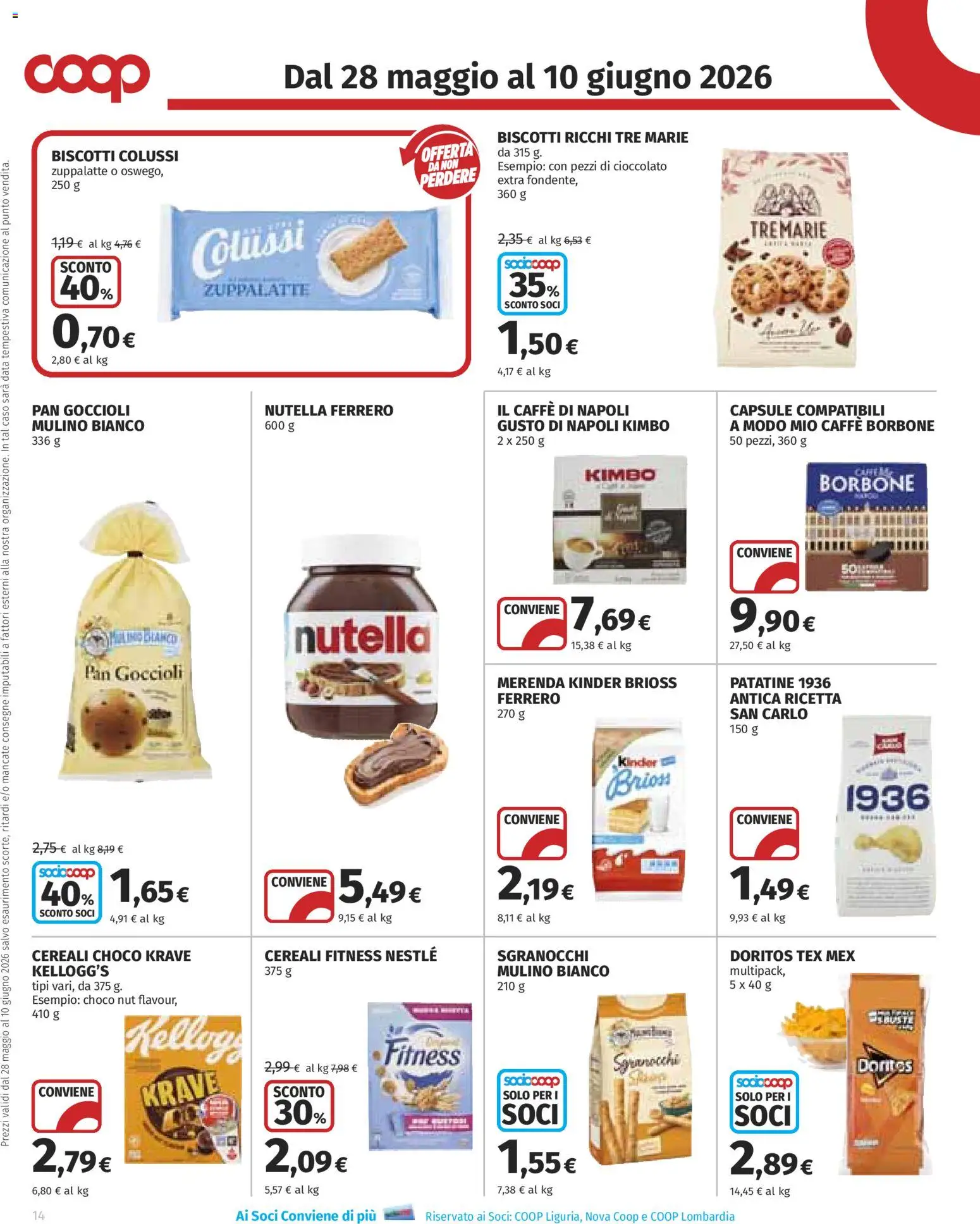 Volantino COOP del 28.05.2026 | Pagina: 14 | Prodotti: Caffè, Cioccolato, Patatine, Data