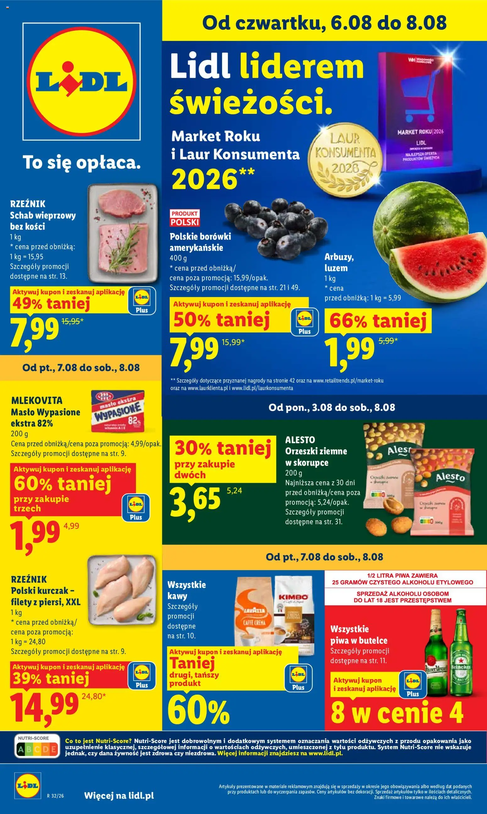 Lidl Polsko leták od 06.08.2026 | Strana: 1 | Produkty: Máslo, Crema, Caffè crema