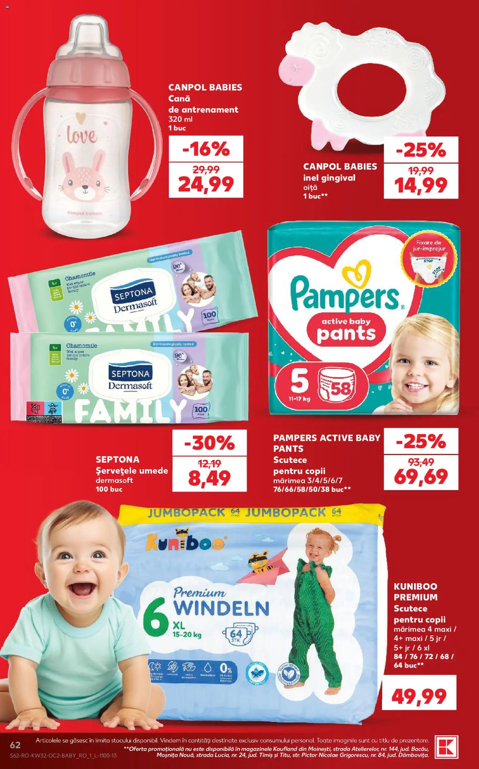 Noul catalog Kaufland – valabil de la 05.08.2026 | Pagină: 62 | Produse: Pirinç gevreği, Inel, Șervețele umede, Scutece