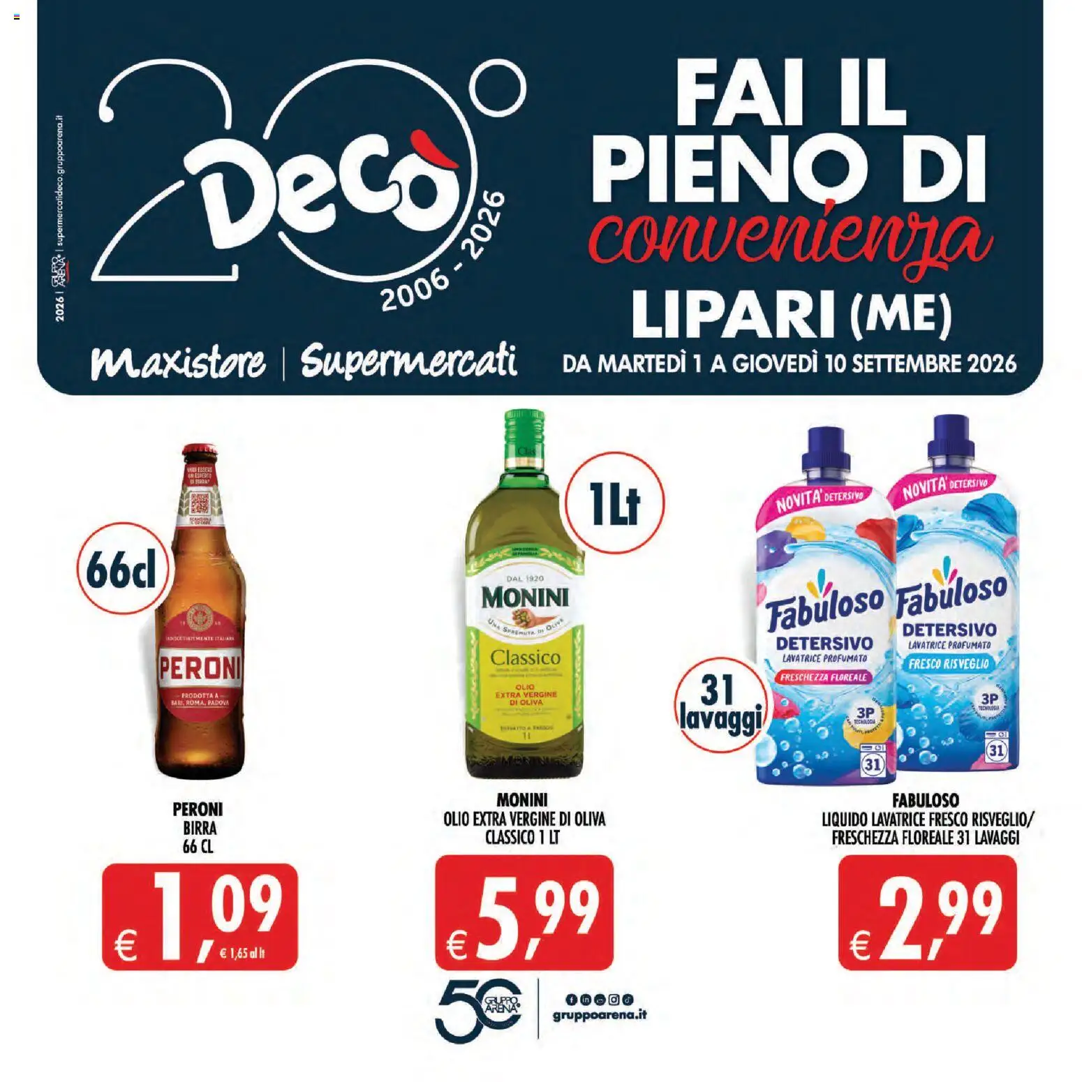 Volantino Decò del 01/09/2026 | Pagina: 1 | Prodotti: Birra, Olio, Noci, Olio extra vergine