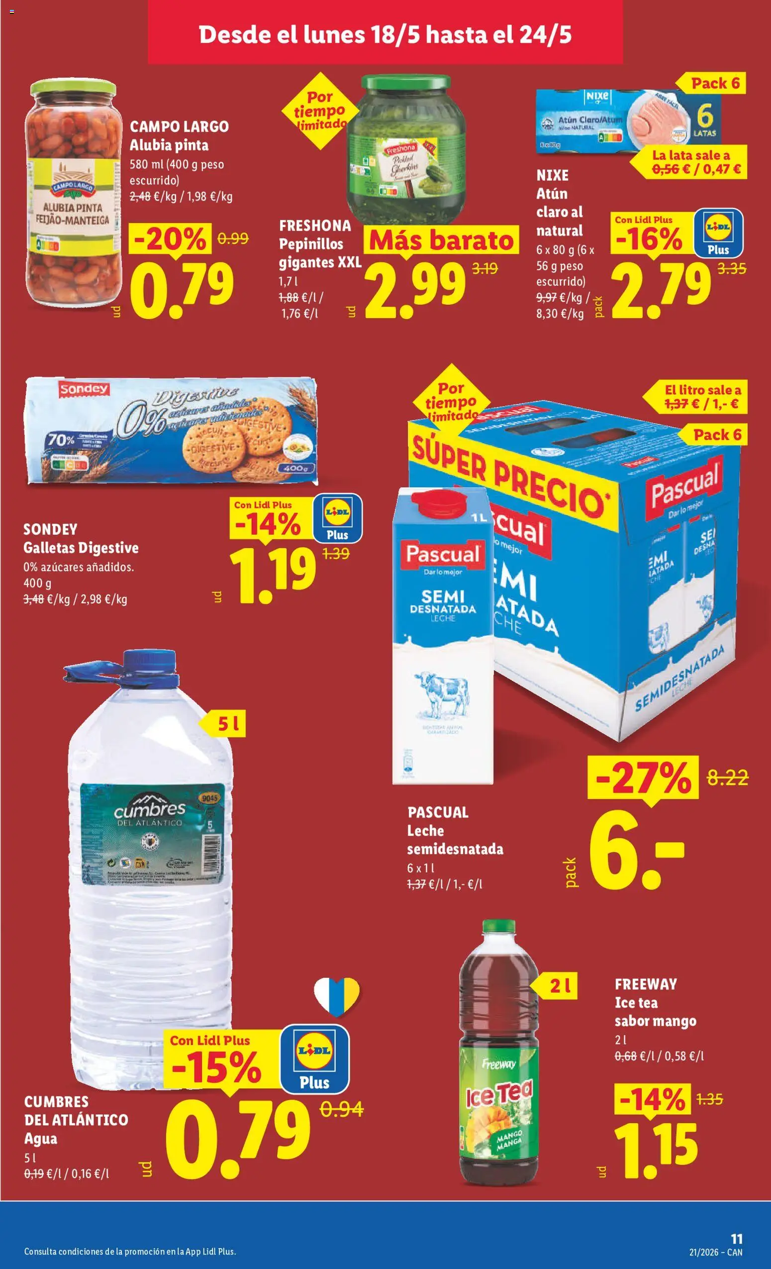 Lidl folleto │ válido desde el 18.05.2026 | Página: 19 | Productos: Leche, Galletas, Peso, Atún claro