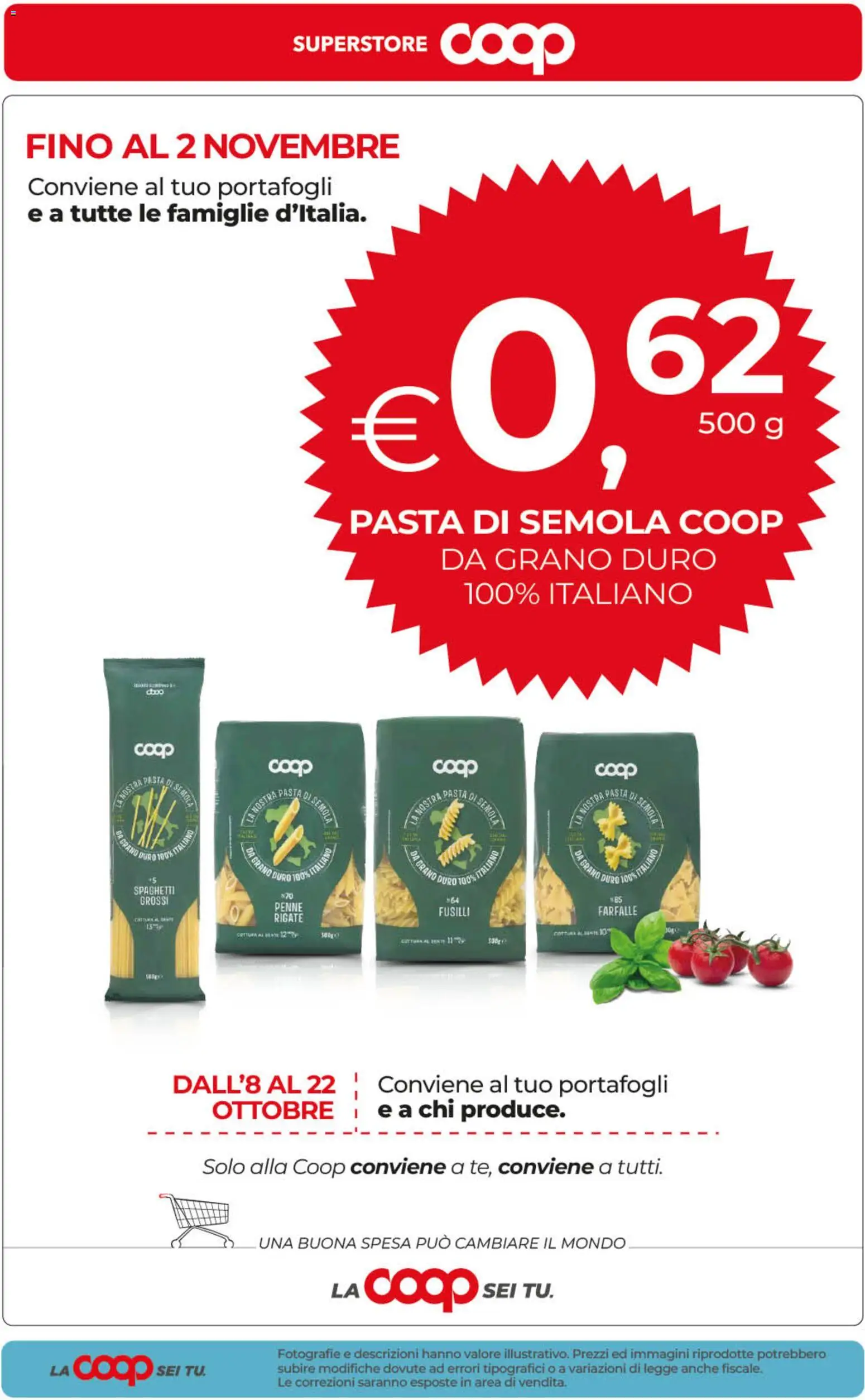 Volantino COOP del 23/10/2026 | Pagina: 50 | Prodotti: Pasta di semola, Pasta, Fusilli, Spaghetti