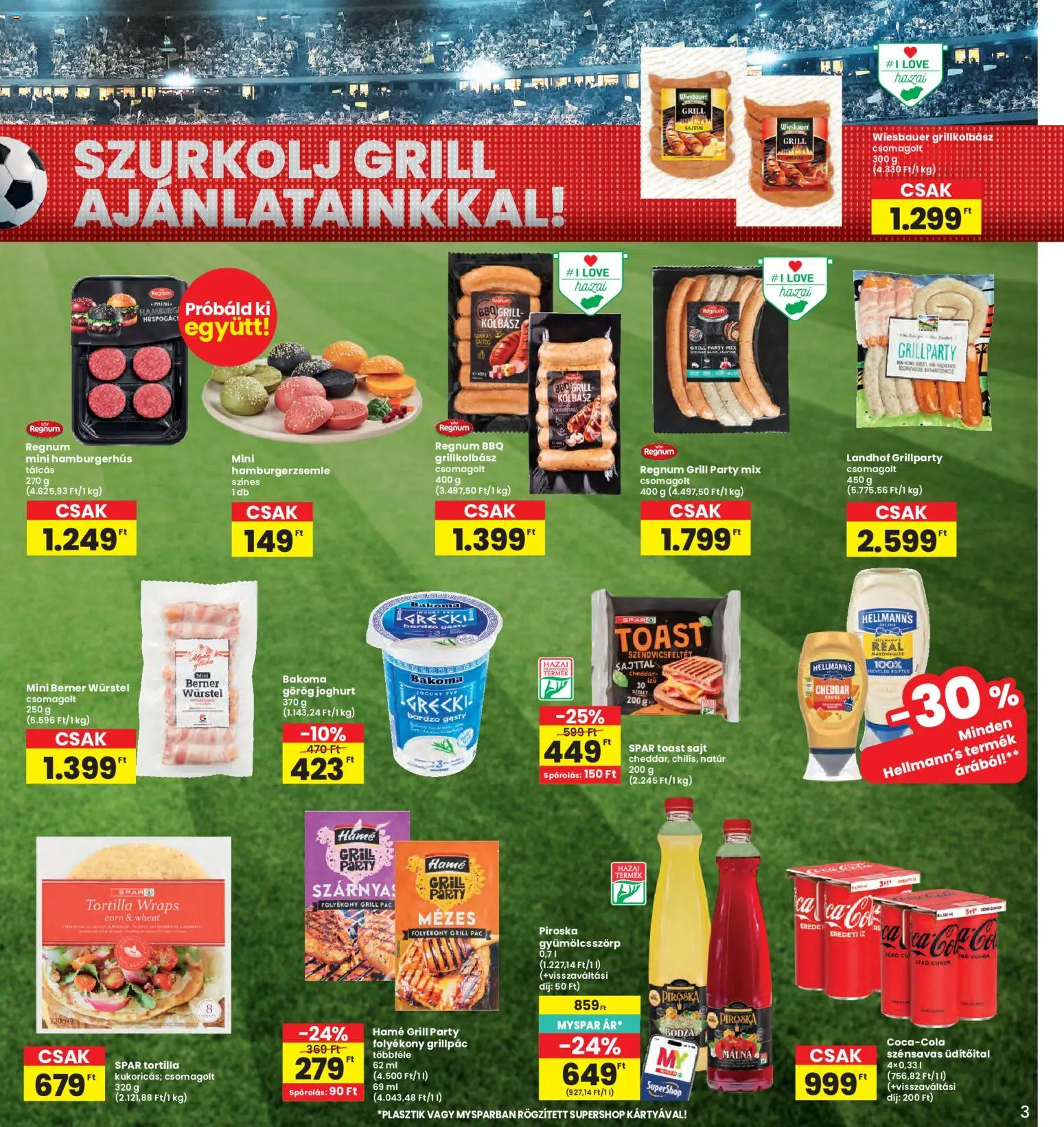 Interspar akciós ujság - amely érvényes a következő dátumtól: 11.06.2026 | Oldal: 3 | Termékek: Málna, Grillkolbász, Joghurt, Cheddar