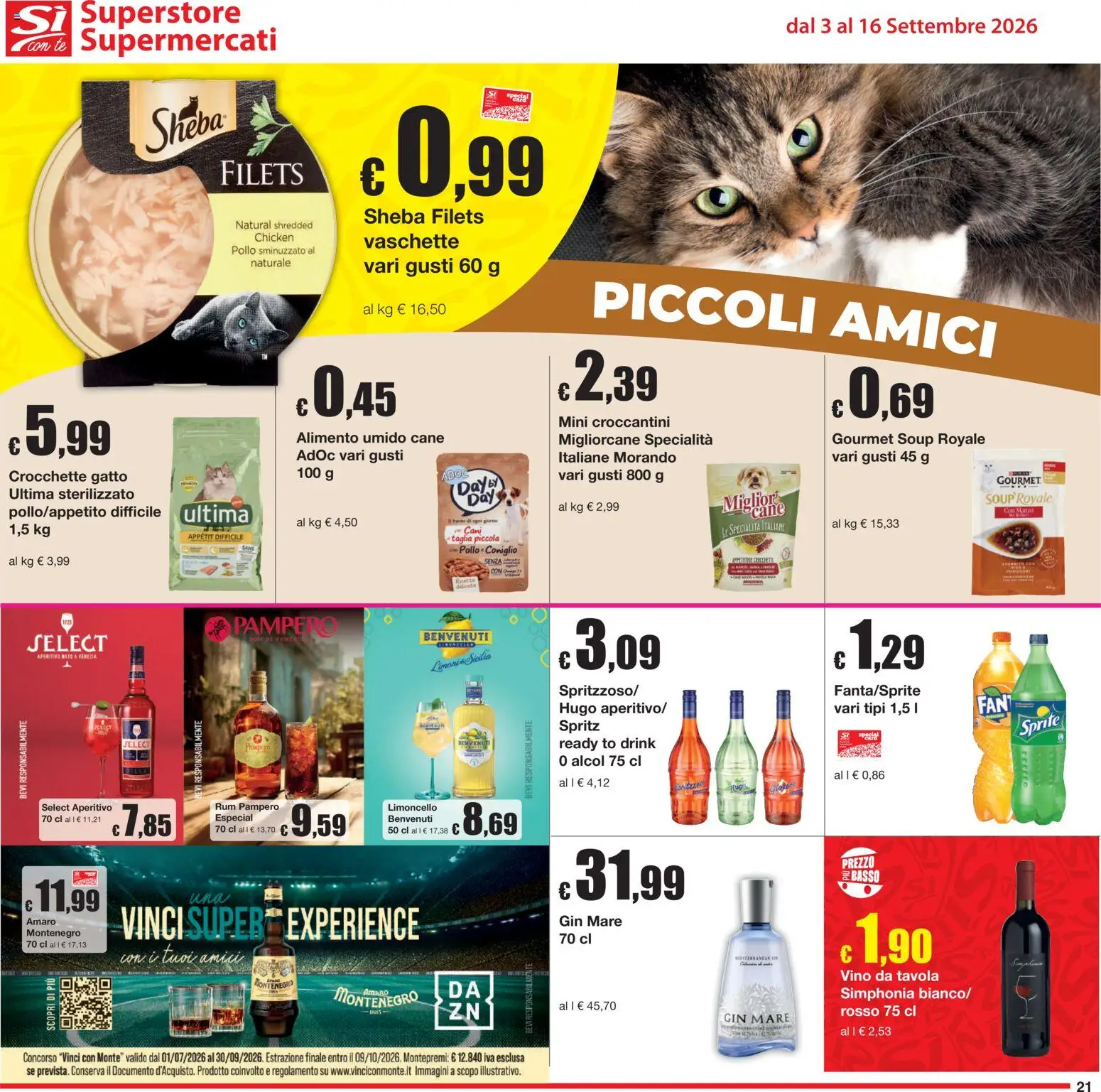 Volantino Sì con Te del 03/09/2026 | Pagina: 21 | Prodotti: Crocchette, Rum, Crocchette gatto, Sprite