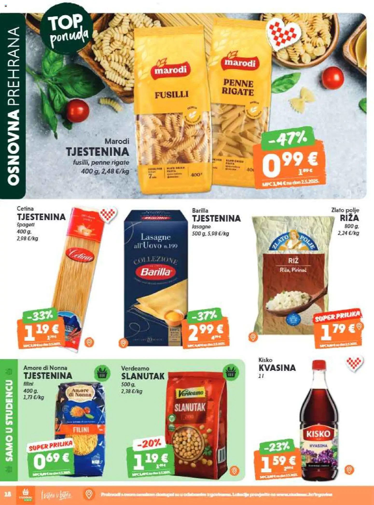 Studenac katalog | vrijedi od 29.07.2026 | Stranica: 18 | Proizvodi: Lasagne, Riža, Tjestenina, Barilla