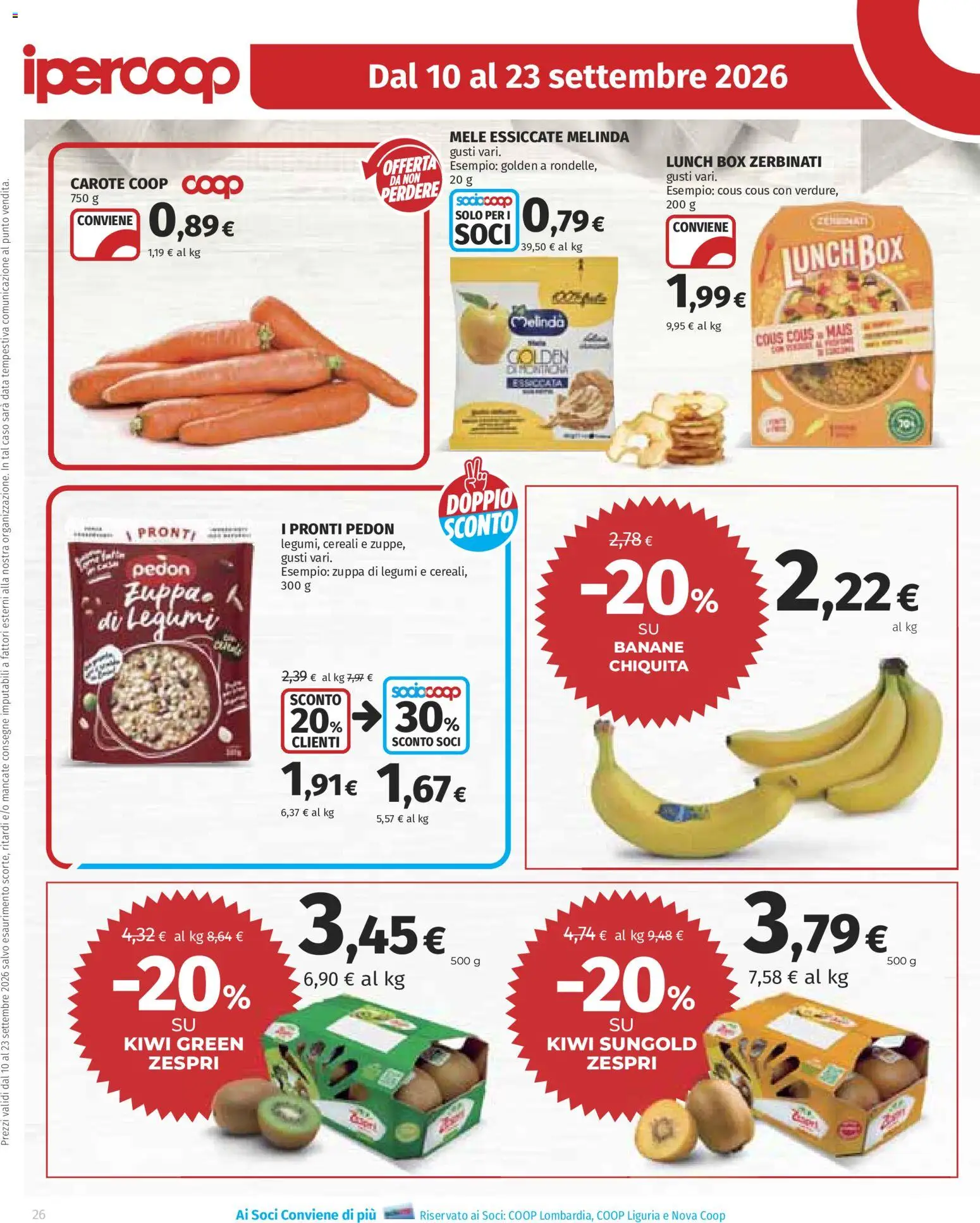 Volantino Ipercoop del 10/09/2026 | Pagina: 26 | Prodotti: Cereali, Carote, Data, Cous cous